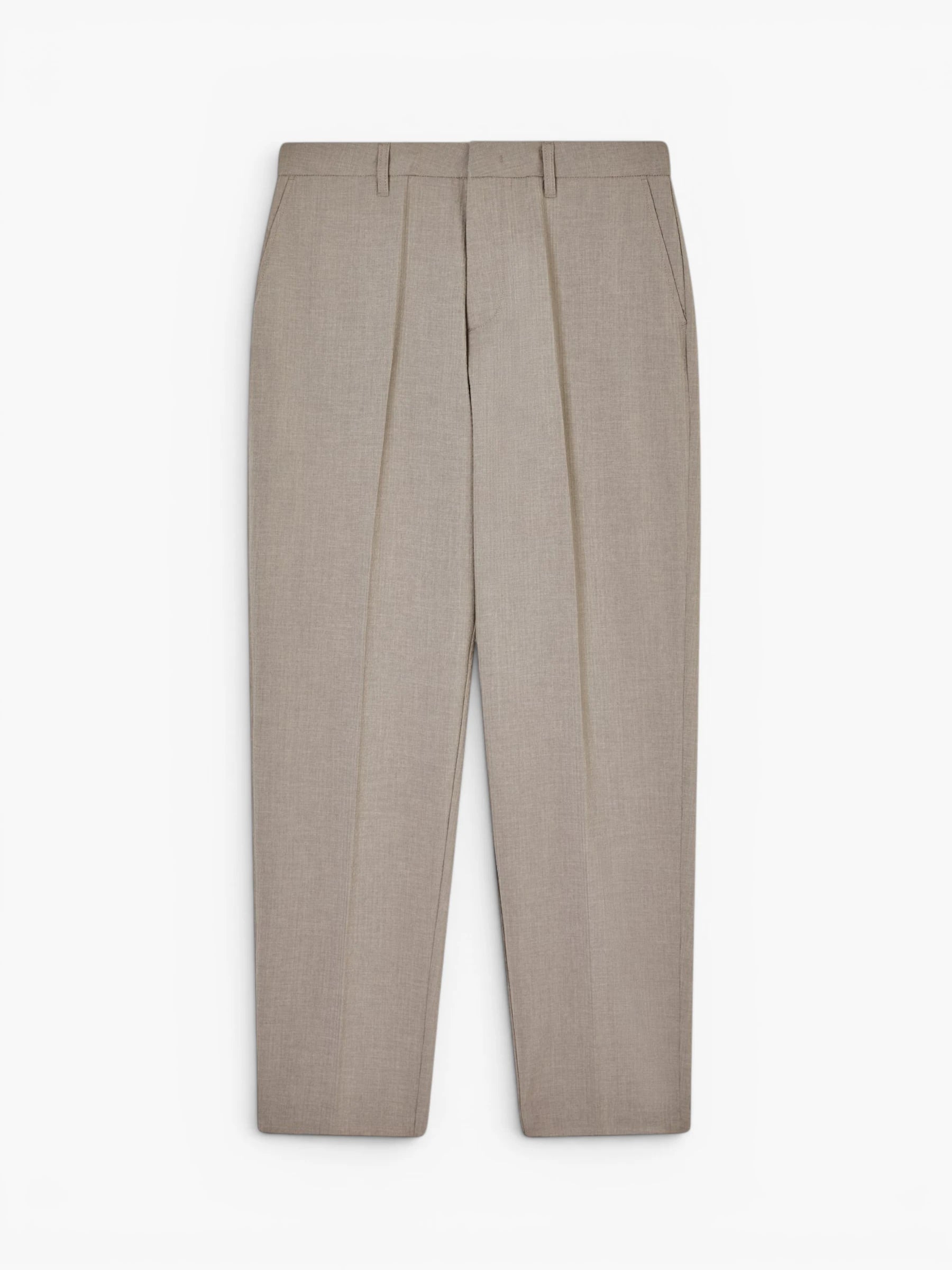 Pleated technical seersucker fabric trousers - Khaki