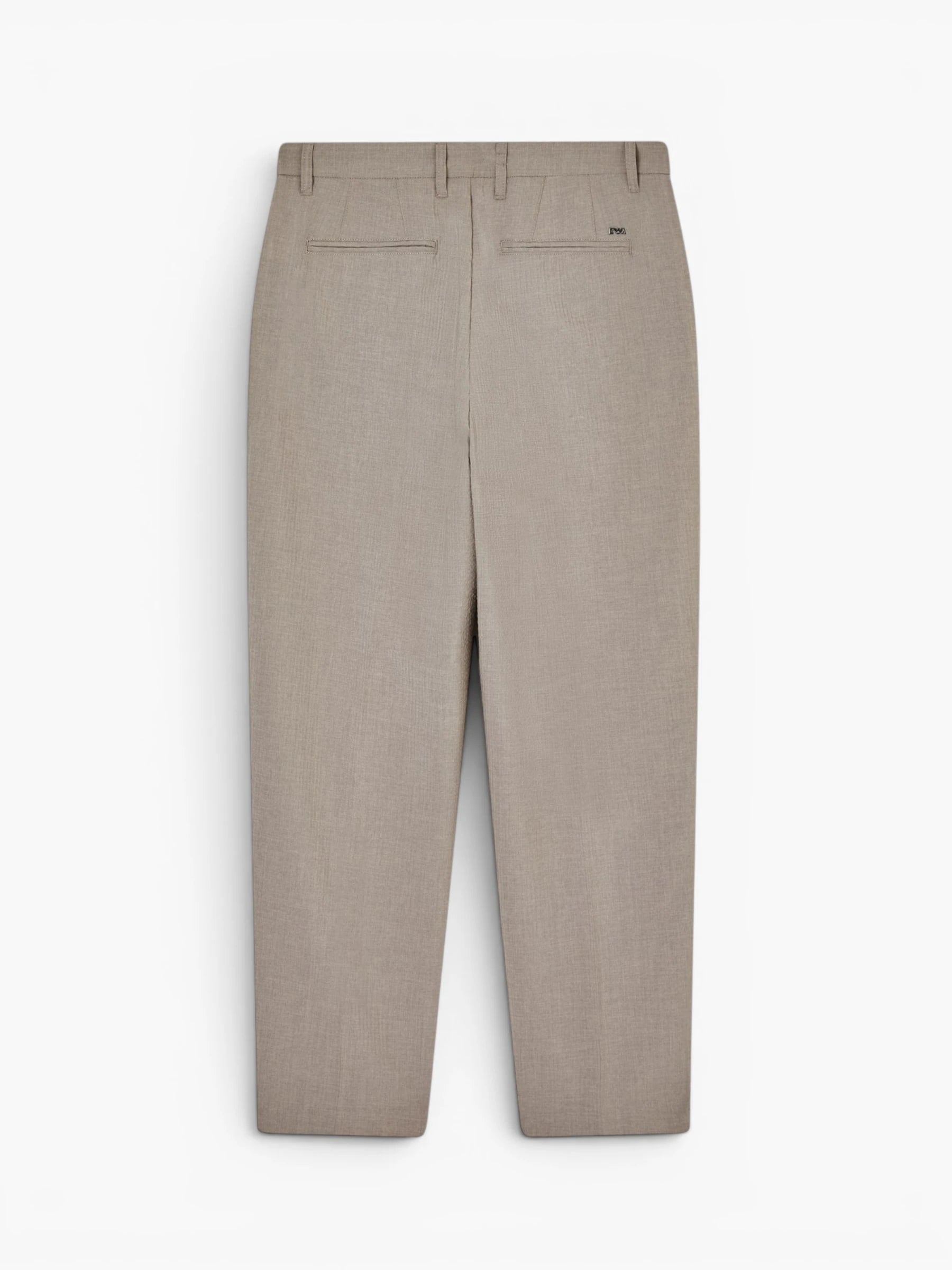 Pleated technical seersucker fabric trousers - Khaki