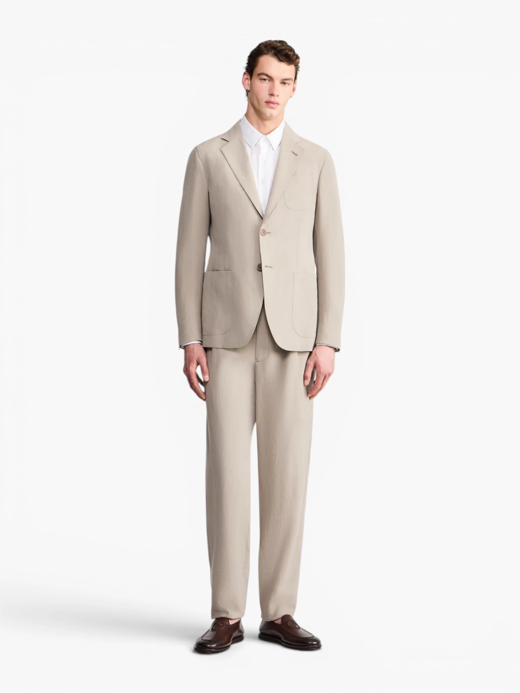 Upton Line Single-Breasted Jacket - Greige