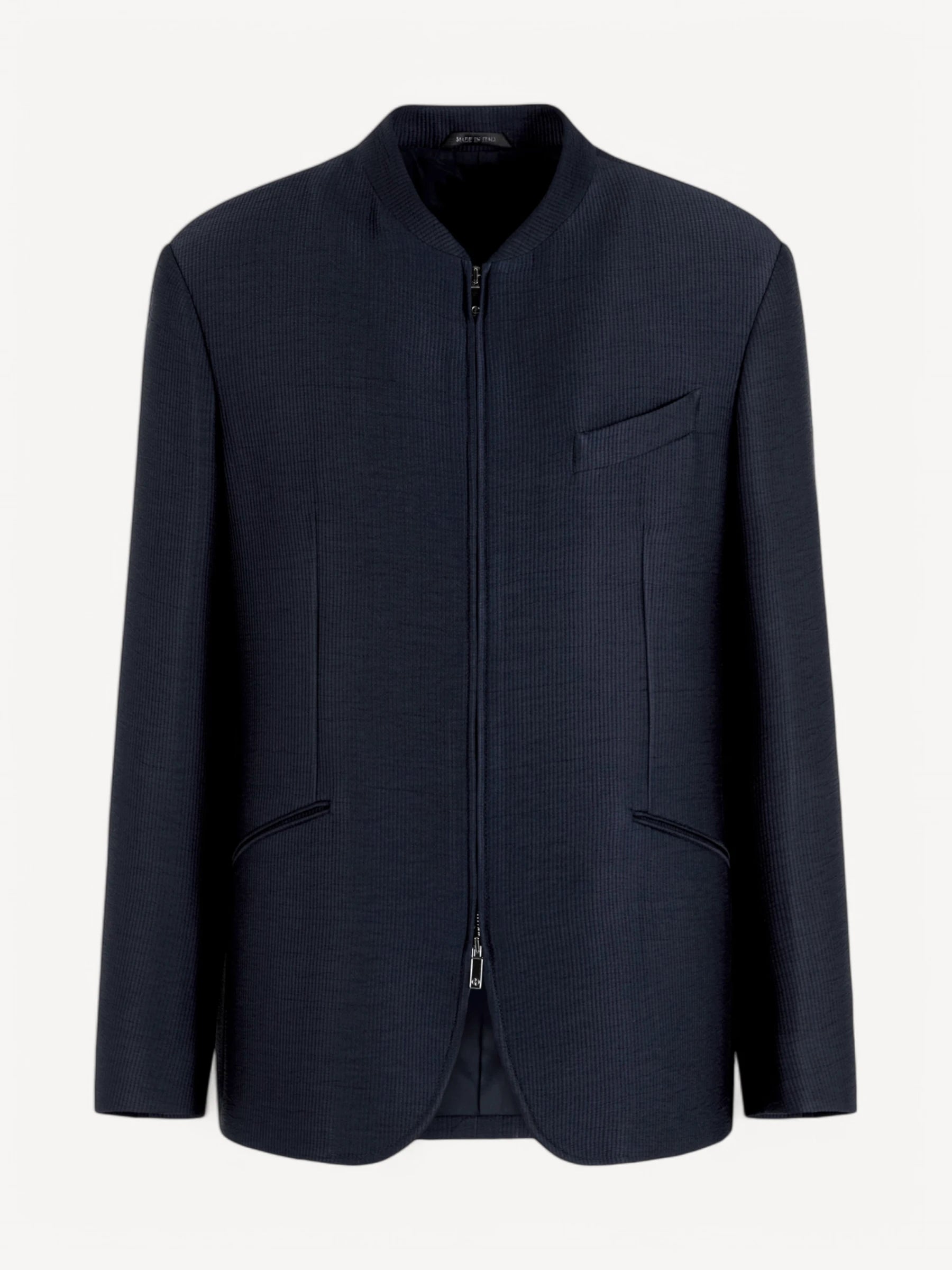 Washed Cupro Canneté Zip-Up Jacket - Evening Blue