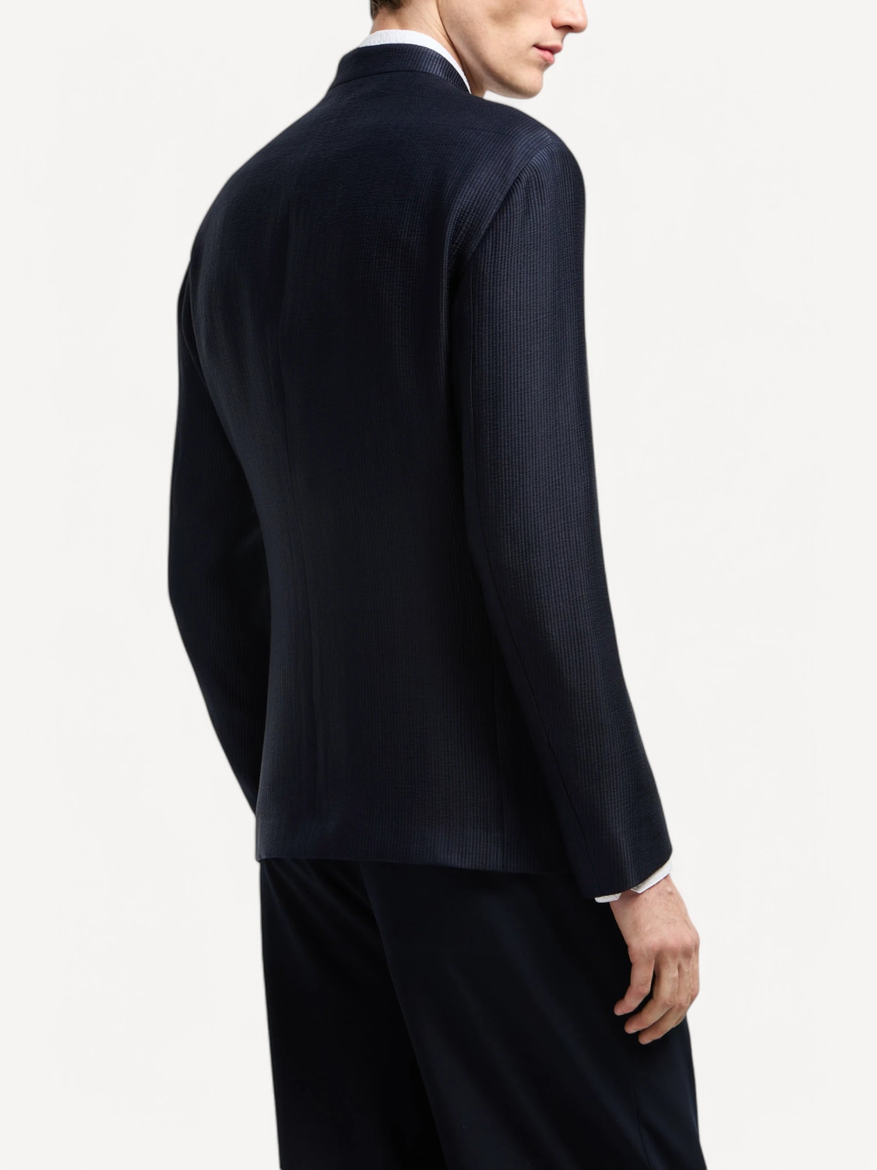 Washed Cupro Canneté Zip-Up Jacket - Evening Blue