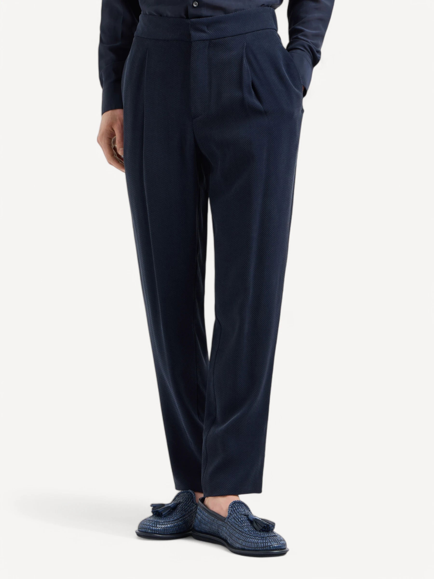 Jacquard One-Dart Trousers - Evening Blue