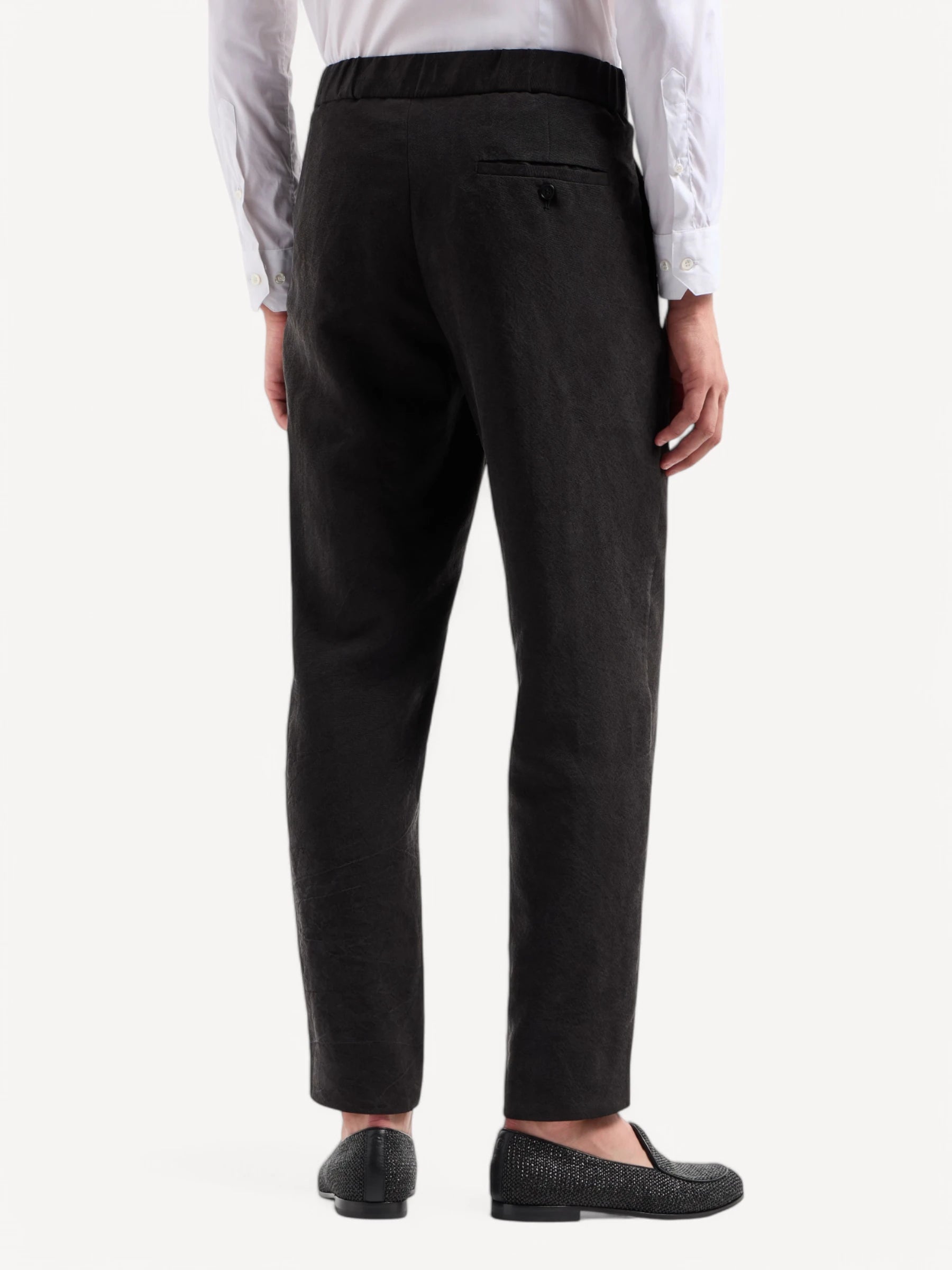 Washed Silk Single-Dart Trousers - Black