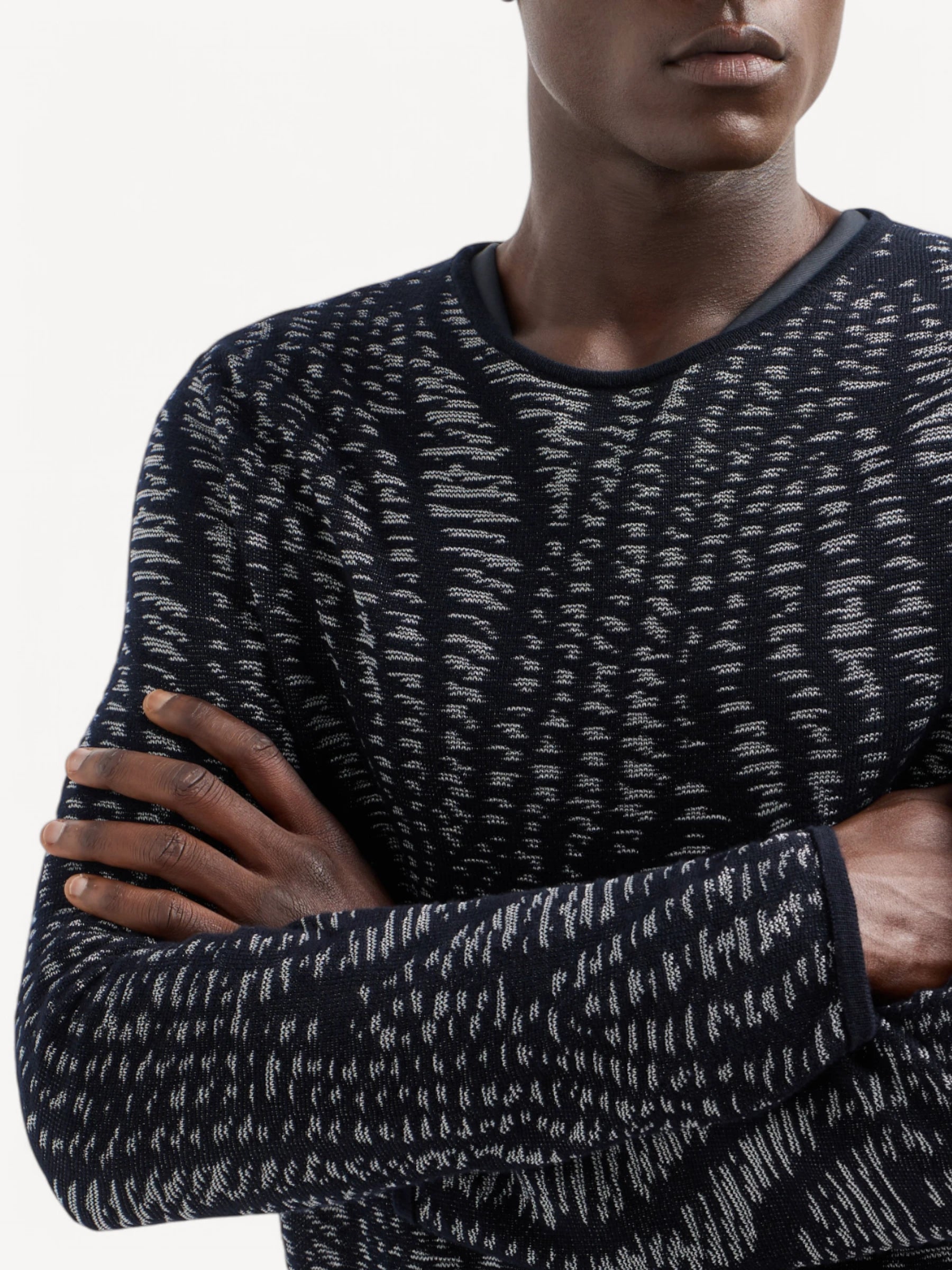 Jacquard Crewneck Jumper - Night Blue