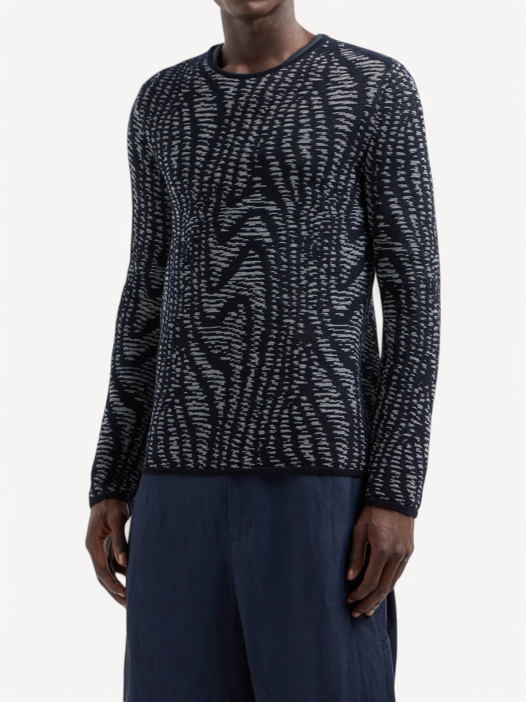 Jacquard Crewneck Jumper - Night Blue