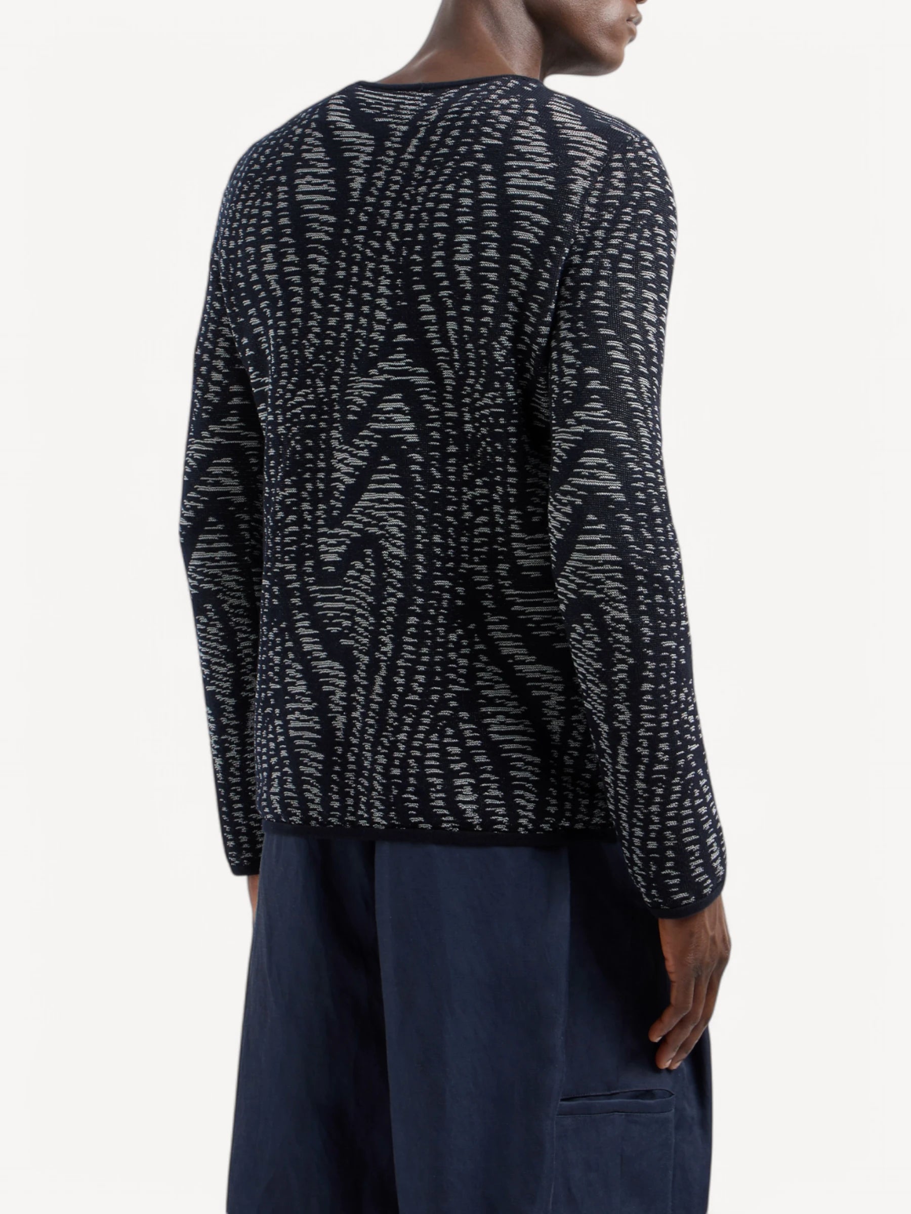 Jacquard Crewneck Jumper - Night Blue