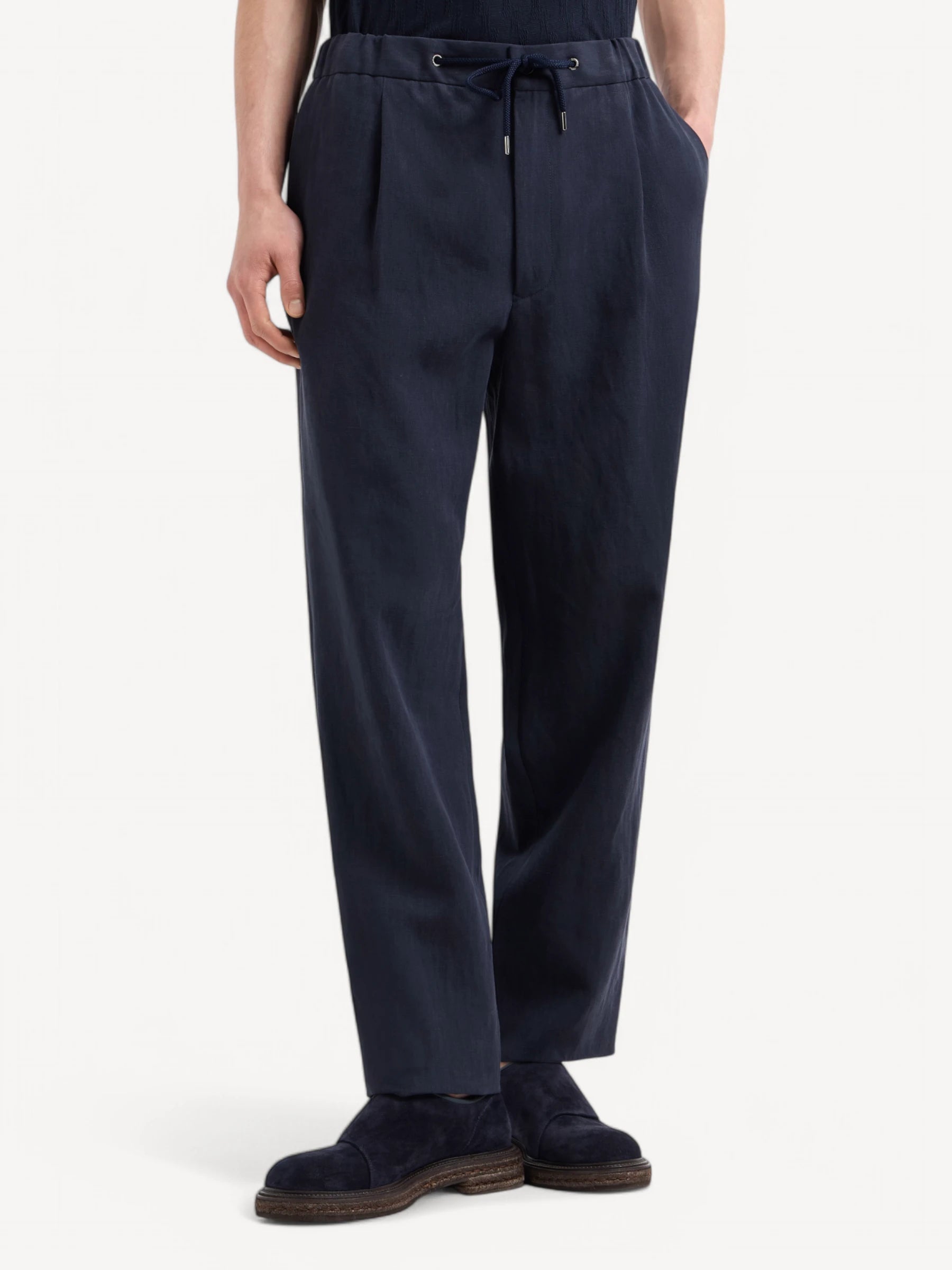 Linen-Canvas Trousers - Night Blue