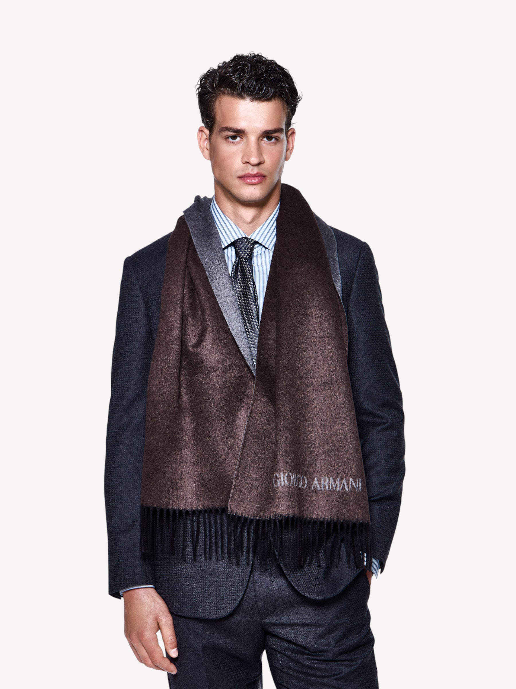 Silk & Cashmere Scarf - Donkerbruin