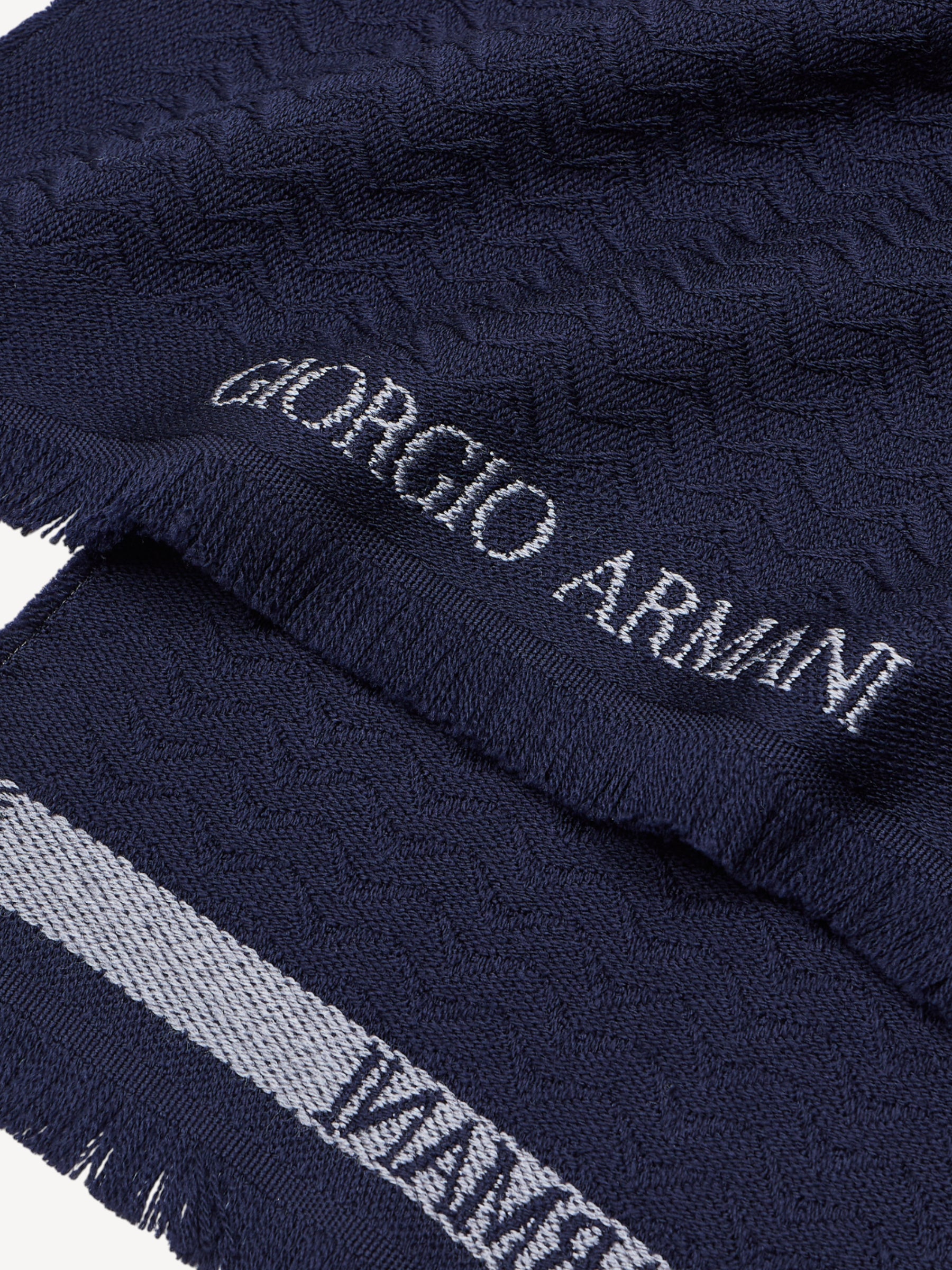 Jacquard Virgin Wool Scarf - Blauw