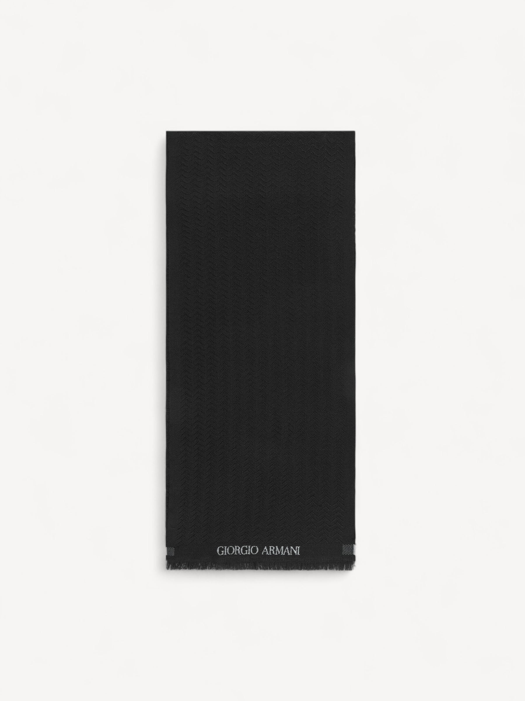 Jacquard Virgin Wool Scarf - Zwart
