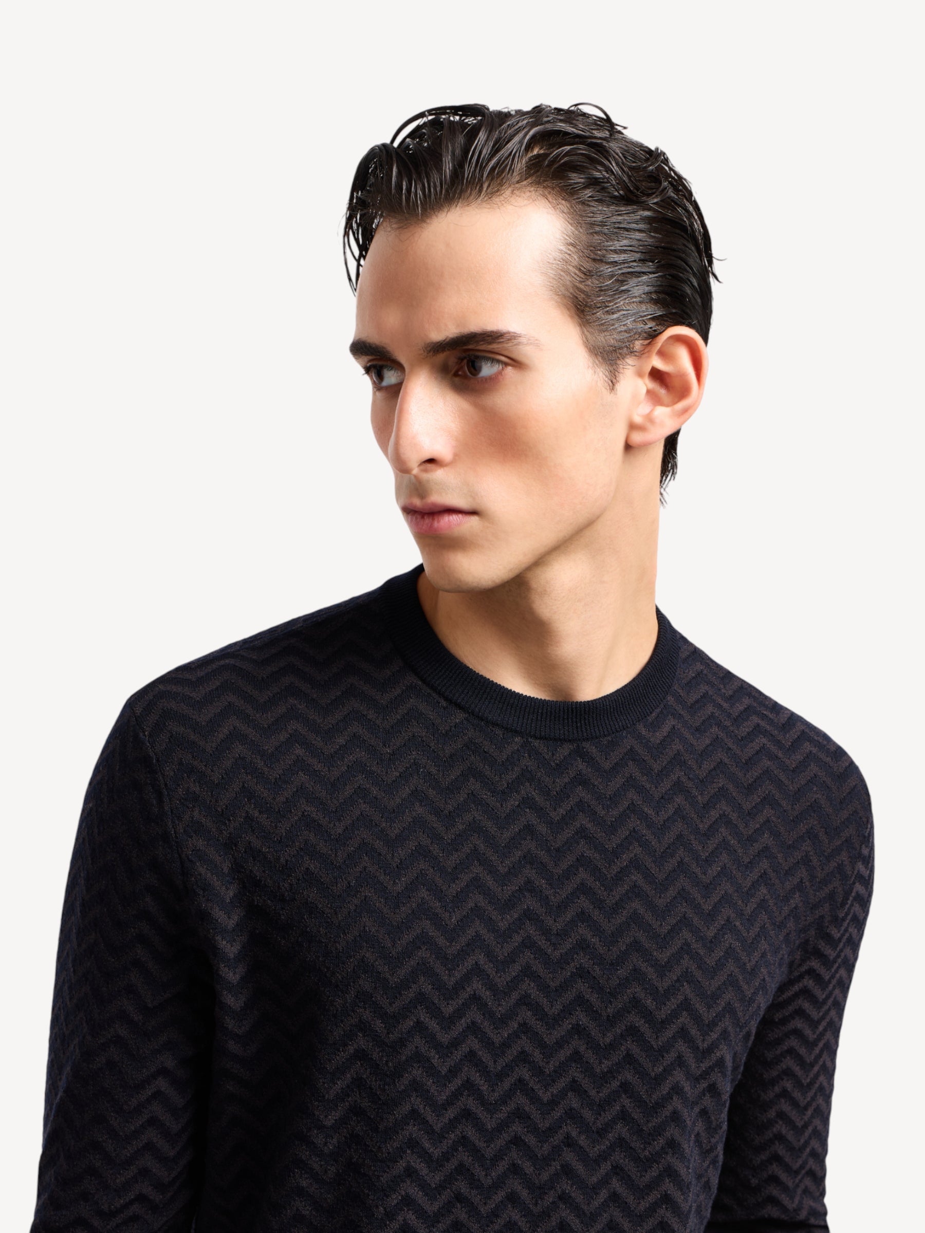 Chevron Virgin Wool Sweater - Blauw