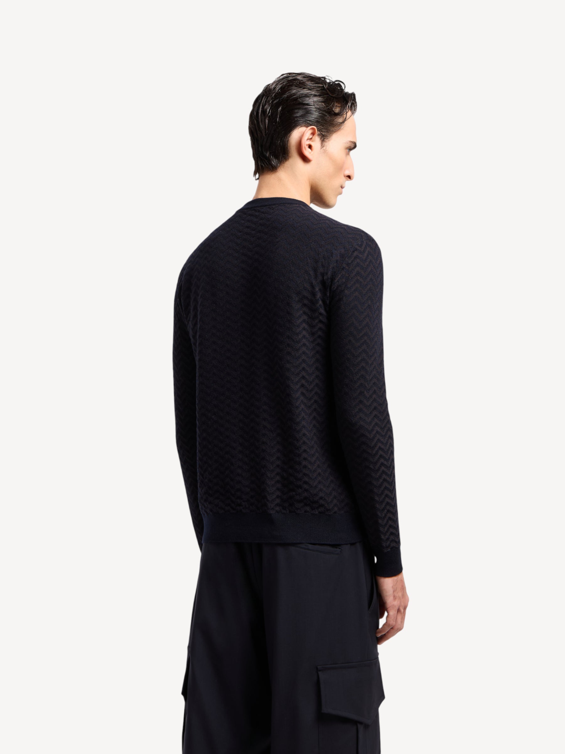 Chevron Virgin Wool Sweater - Blauw