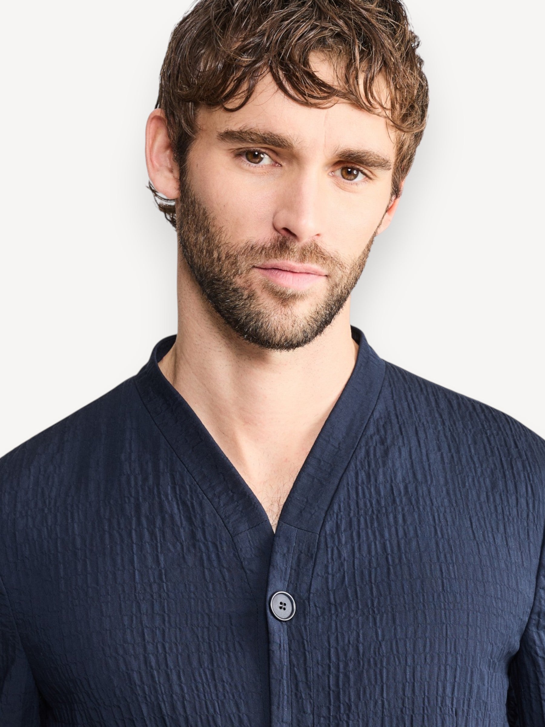 Lyocell Silk Jacket - Navy Blue