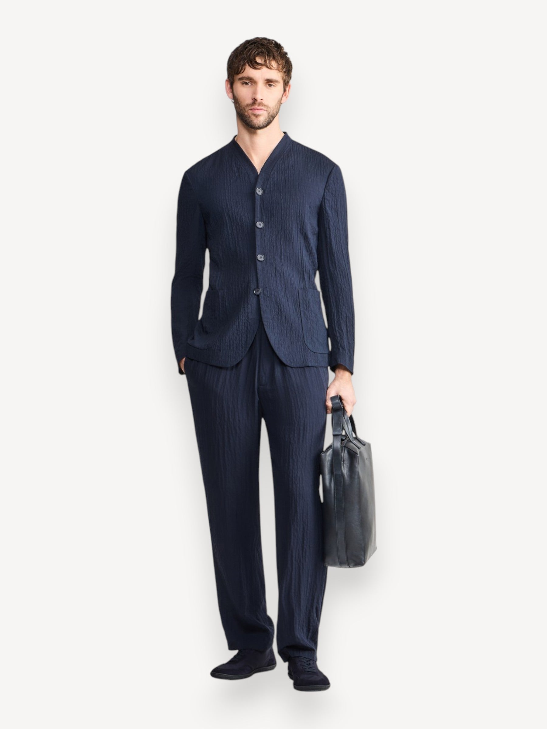 Lyocell Silk Jacket - Navy Blue