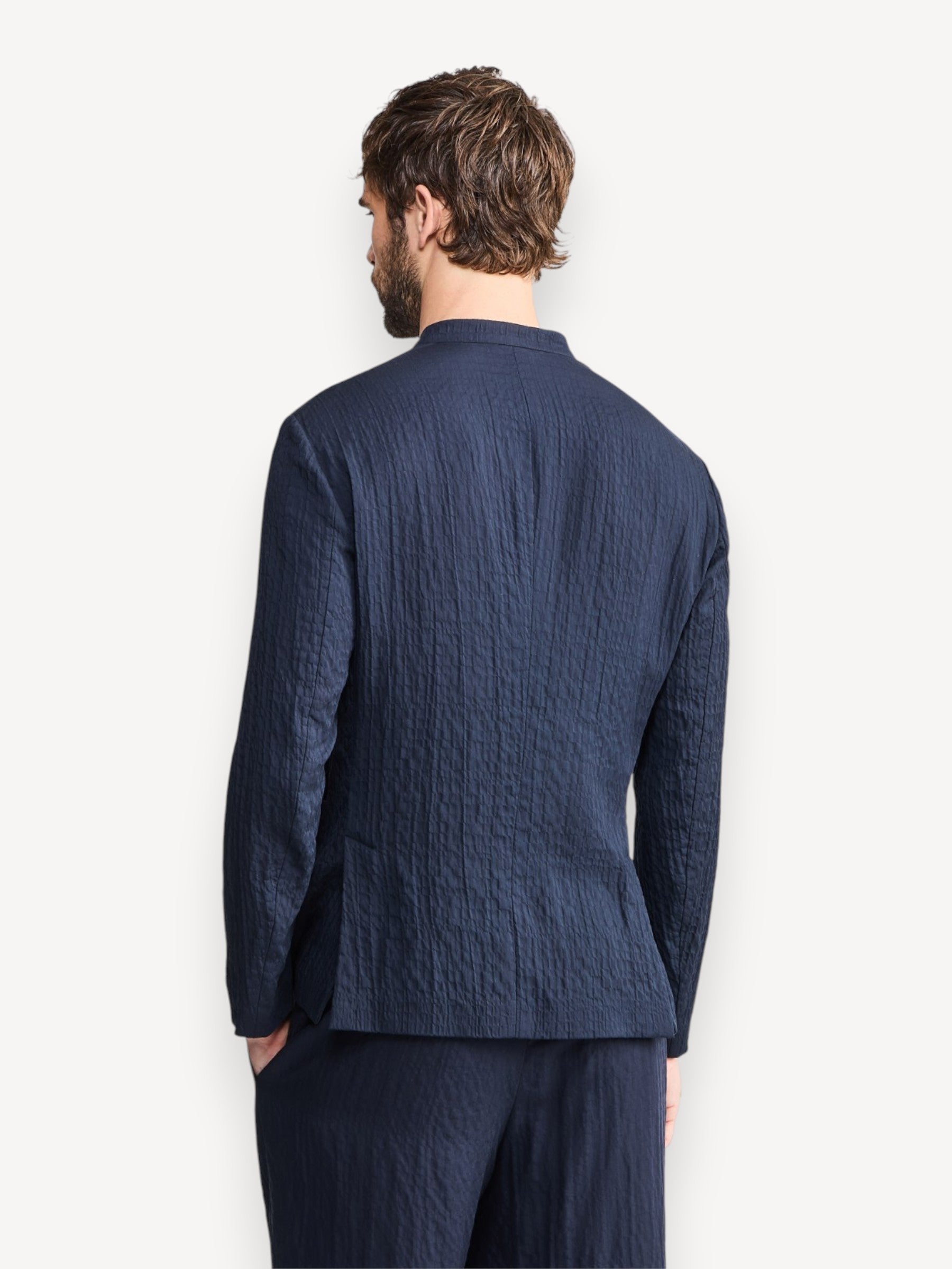 Lyocell Silk Jacket - Navy Blue
