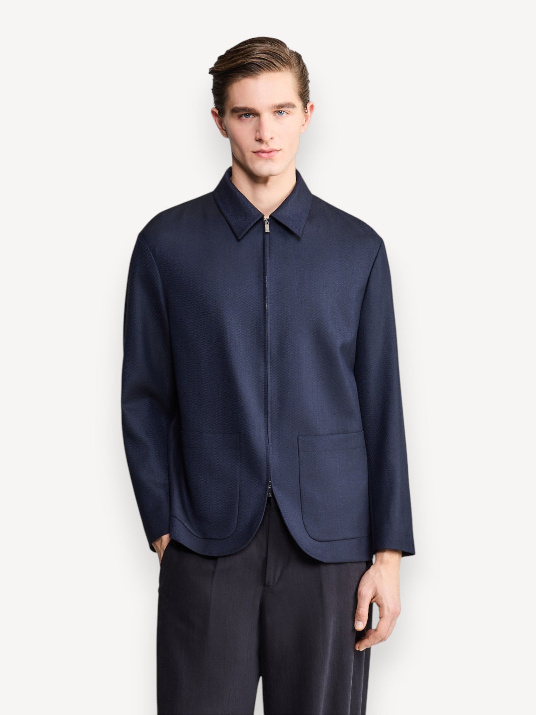 Wool Cashmere Jacket - Navy Blue