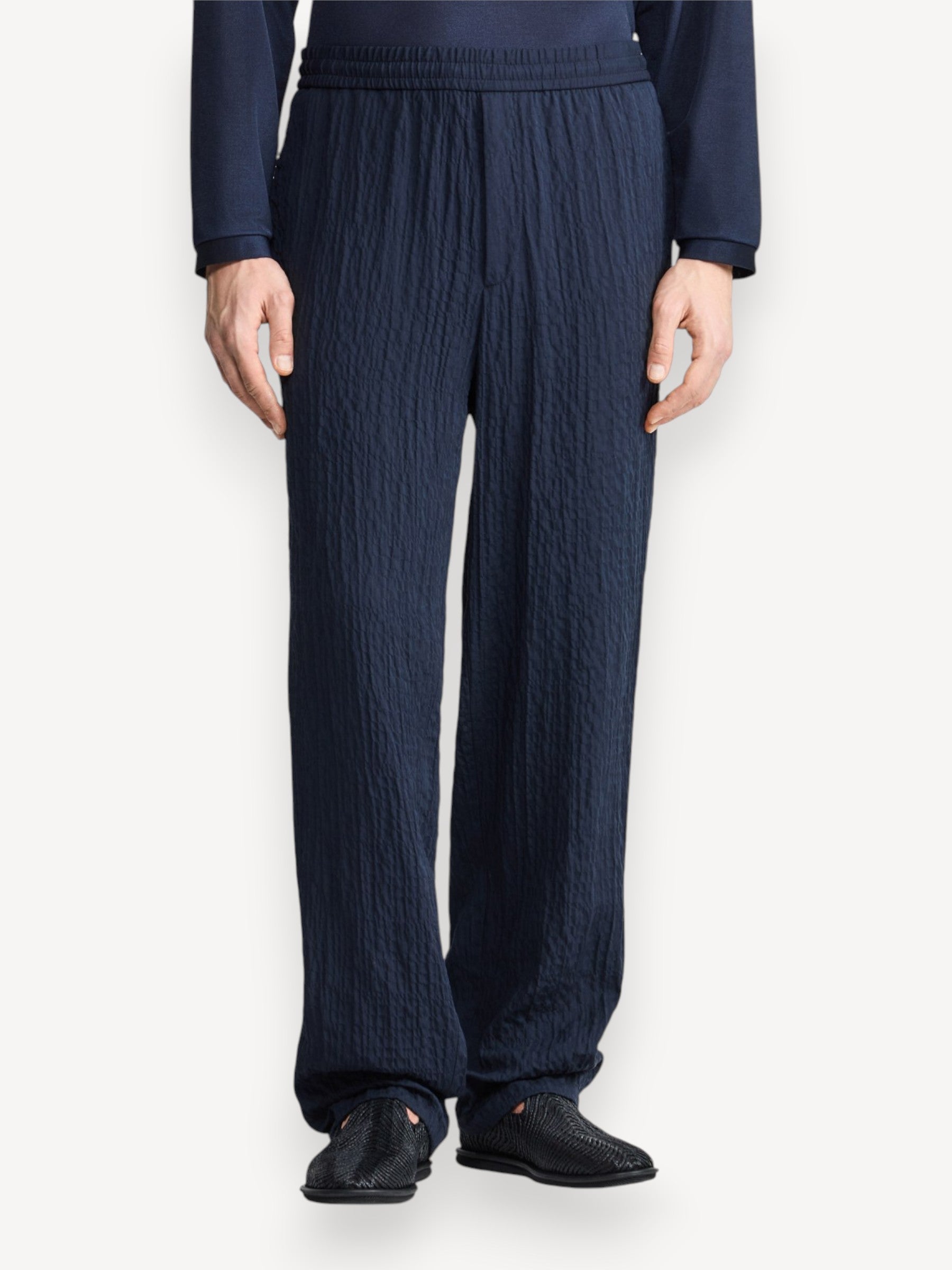 Lyocell Silk Trousers - Navy Blue