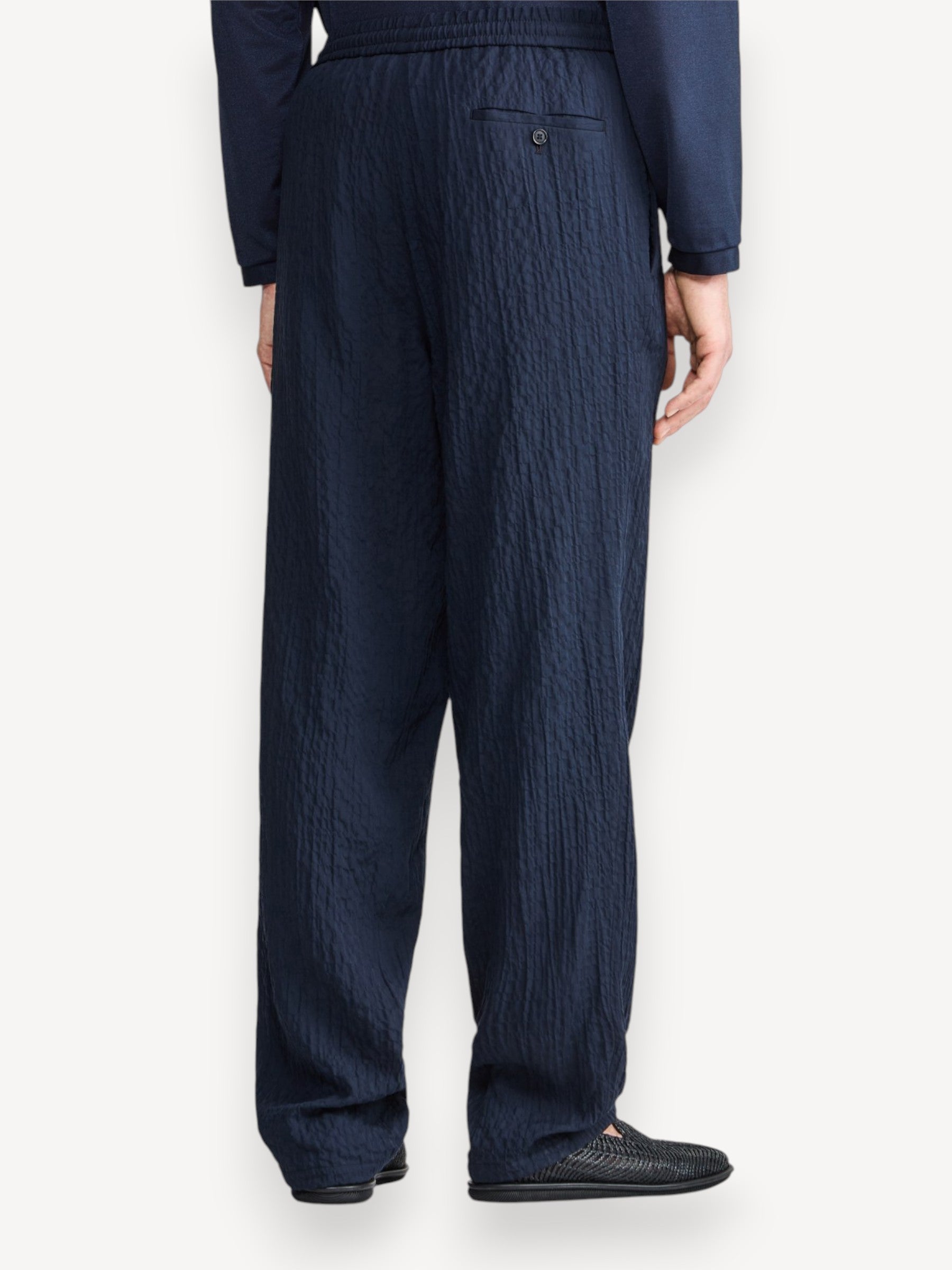 Lyocell Silk Trousers - Navy Blue