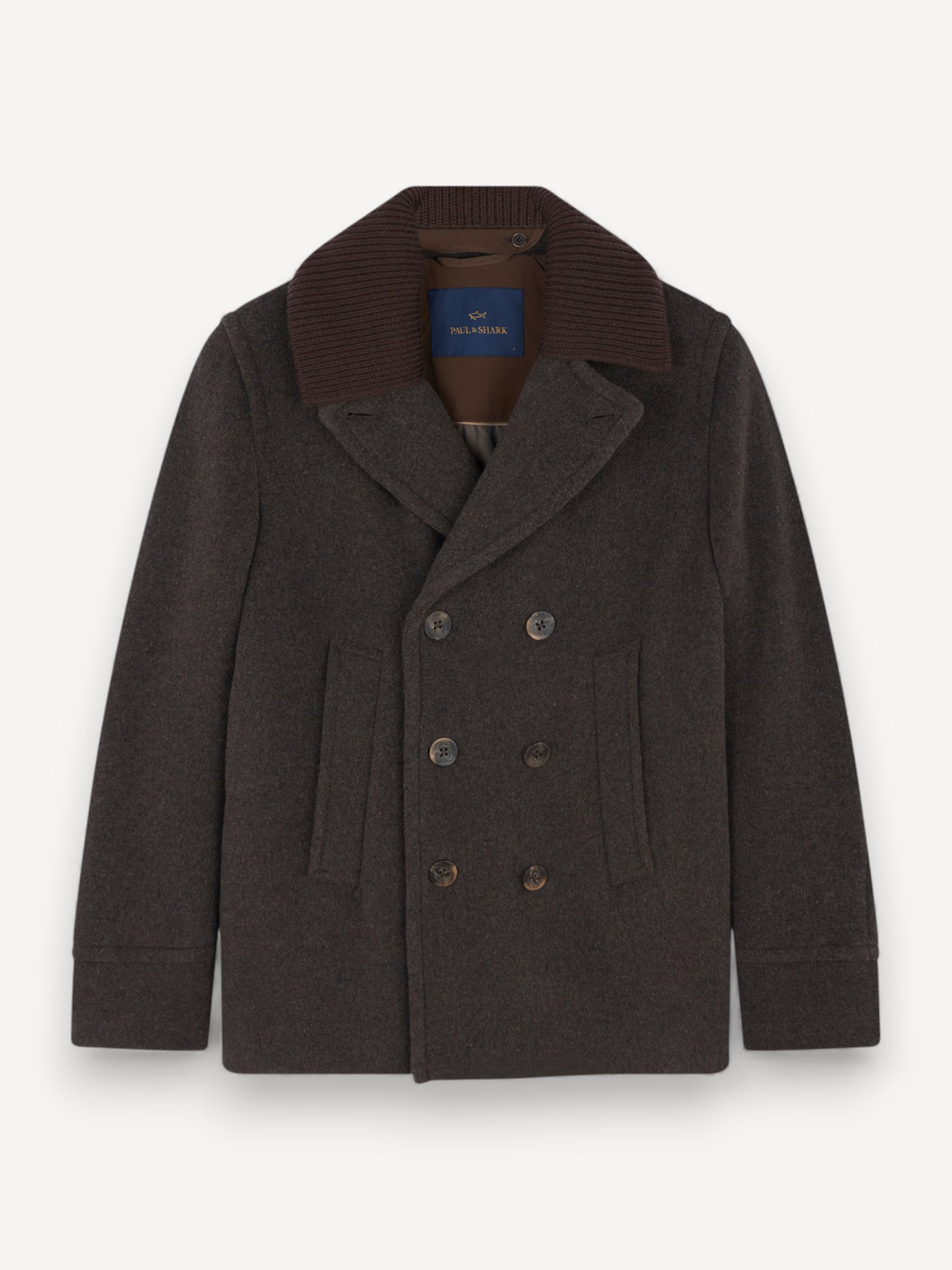 Wool Cashmere Peacoat - Donkerbruin