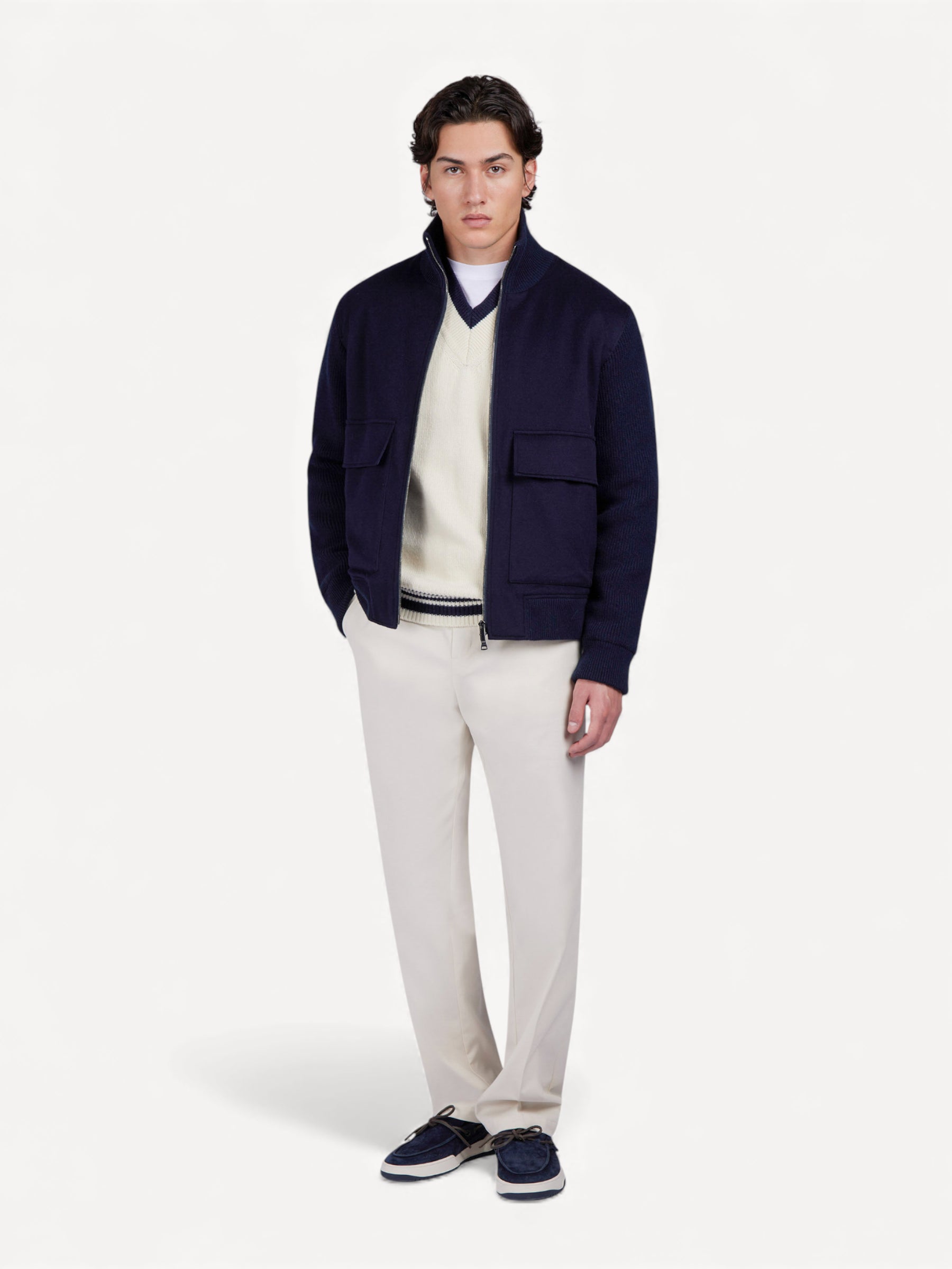 Hybrid Wool Cashmere Jacket - Donkerblauw