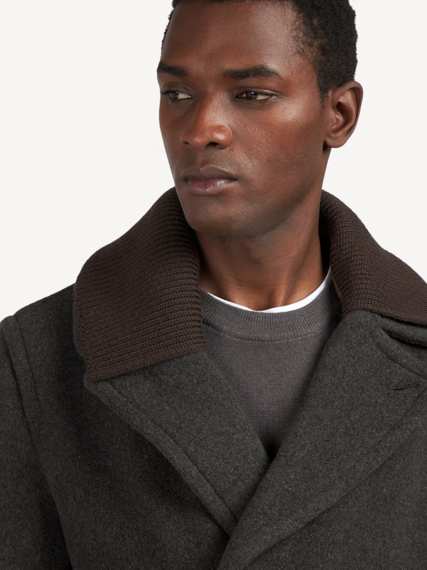 Wool Cashmere Peacoat - Donkerbruin