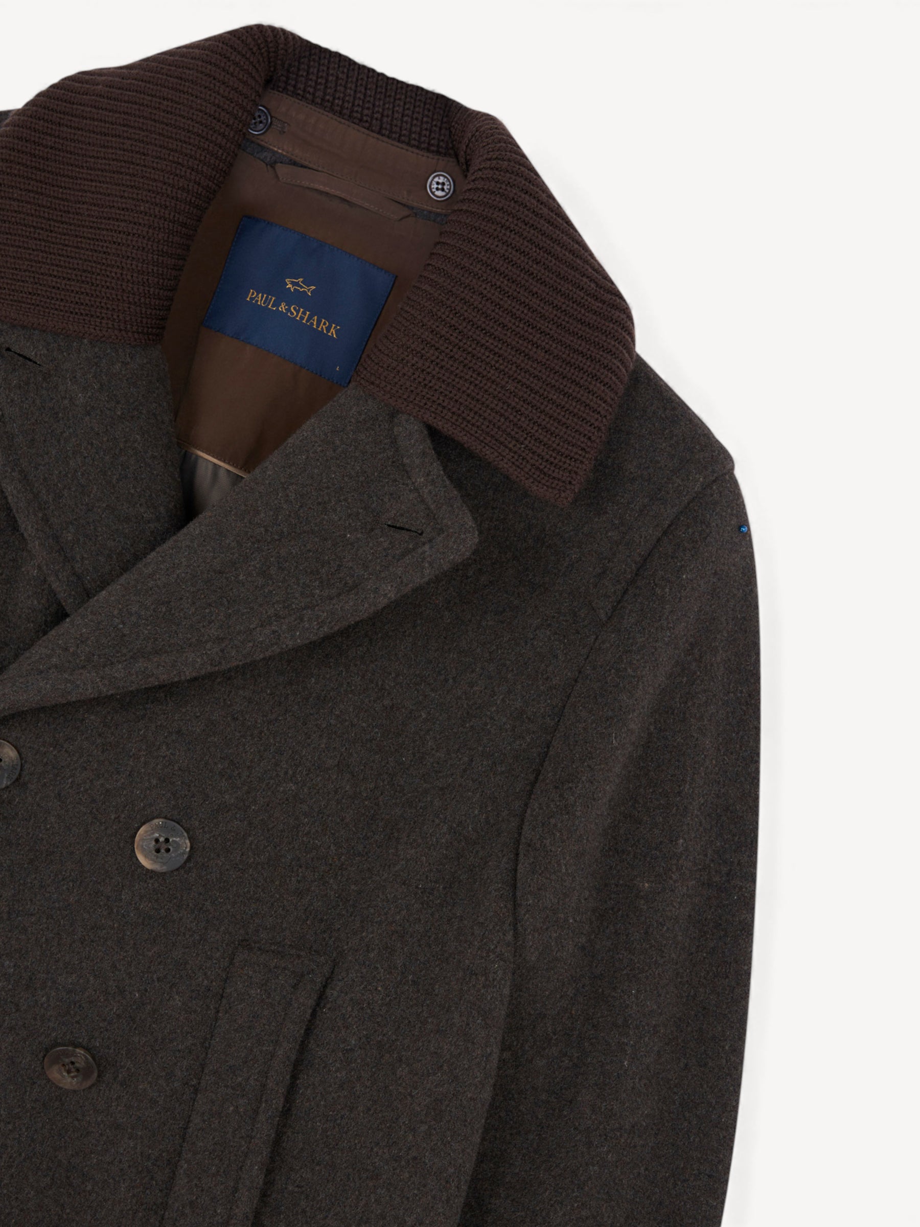 Wool Cashmere Peacoat - Donkerbruin