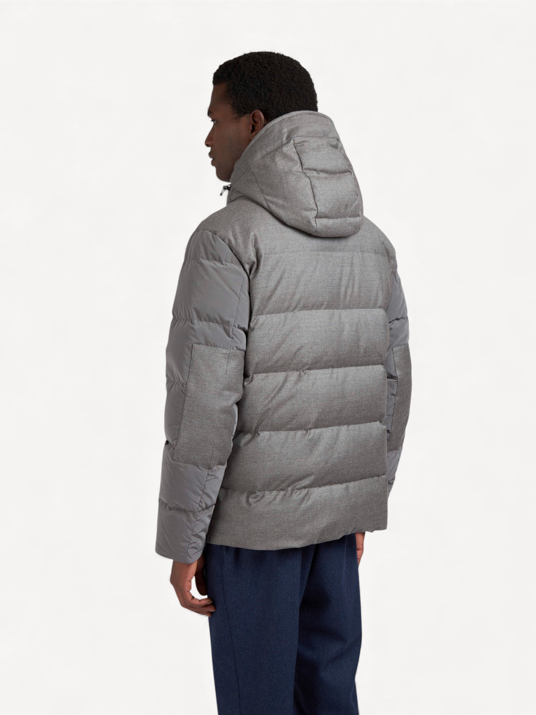 Wool Silk Puffer Jacket - Licht Taupe
