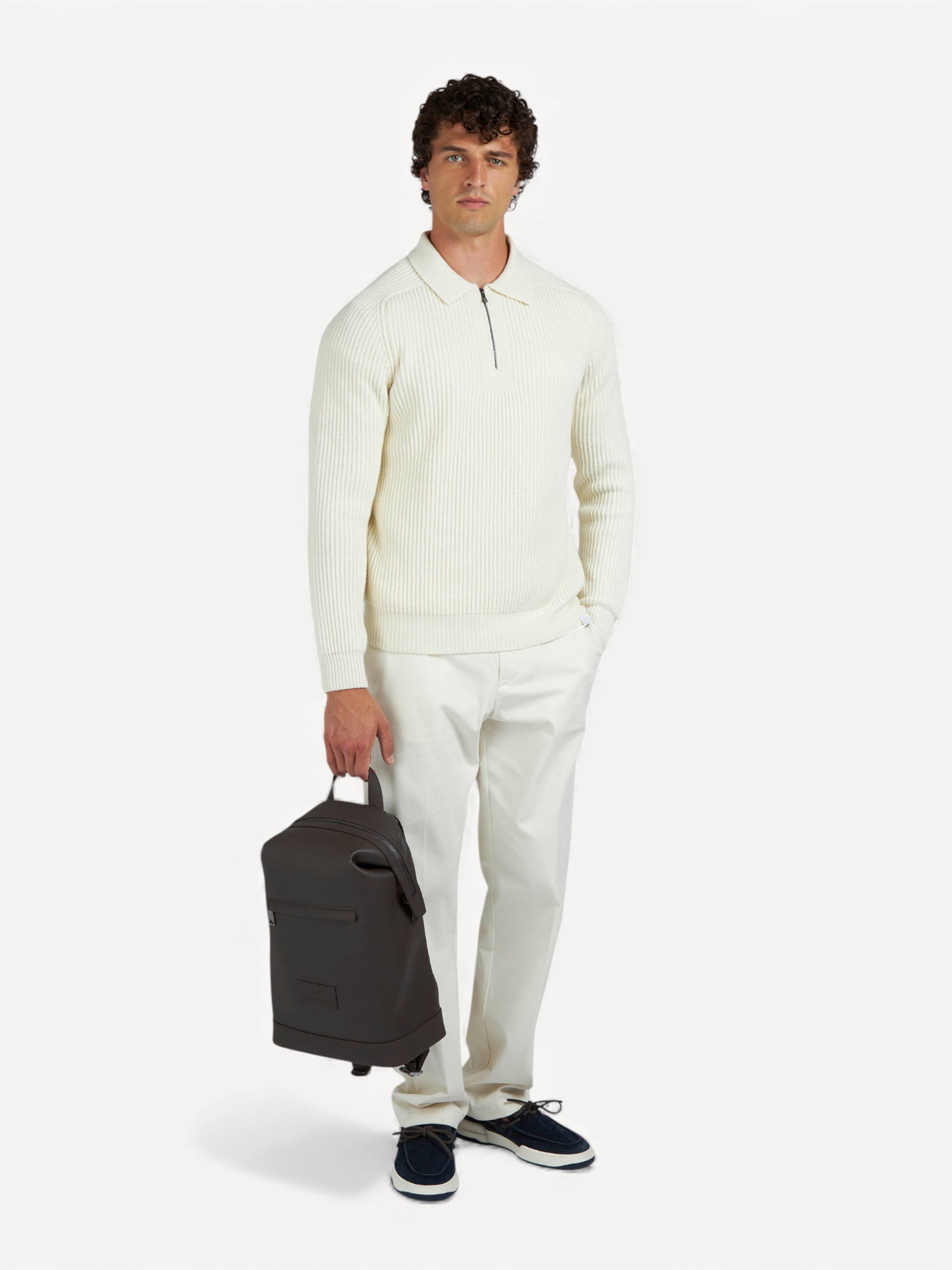 Re-Wool Zip Polo - Off White