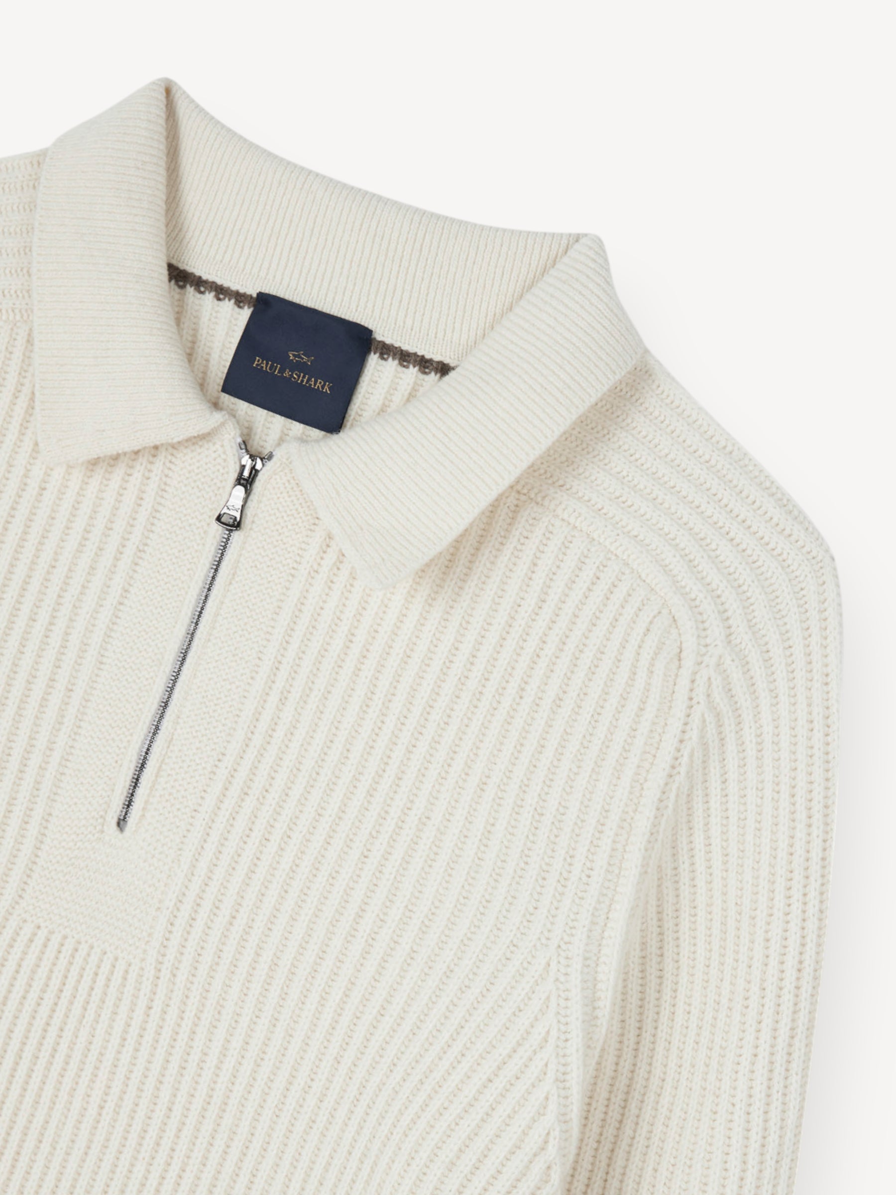 Re-Wool Zip Polo - Off White