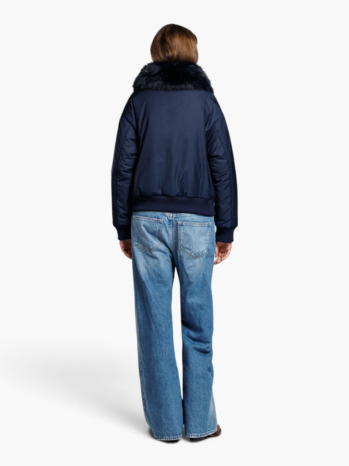 Alter Ego Juliette Nylon Fur jacket - Donkerblauw