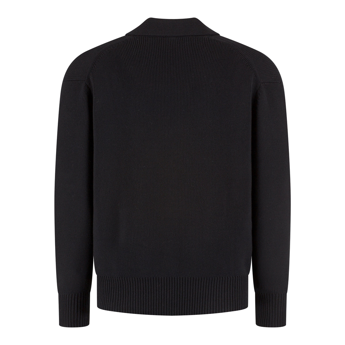 Cotton Merino Heavy Knit Half Zip Polo K 602 CMHKHZP 0226 - Pure Black