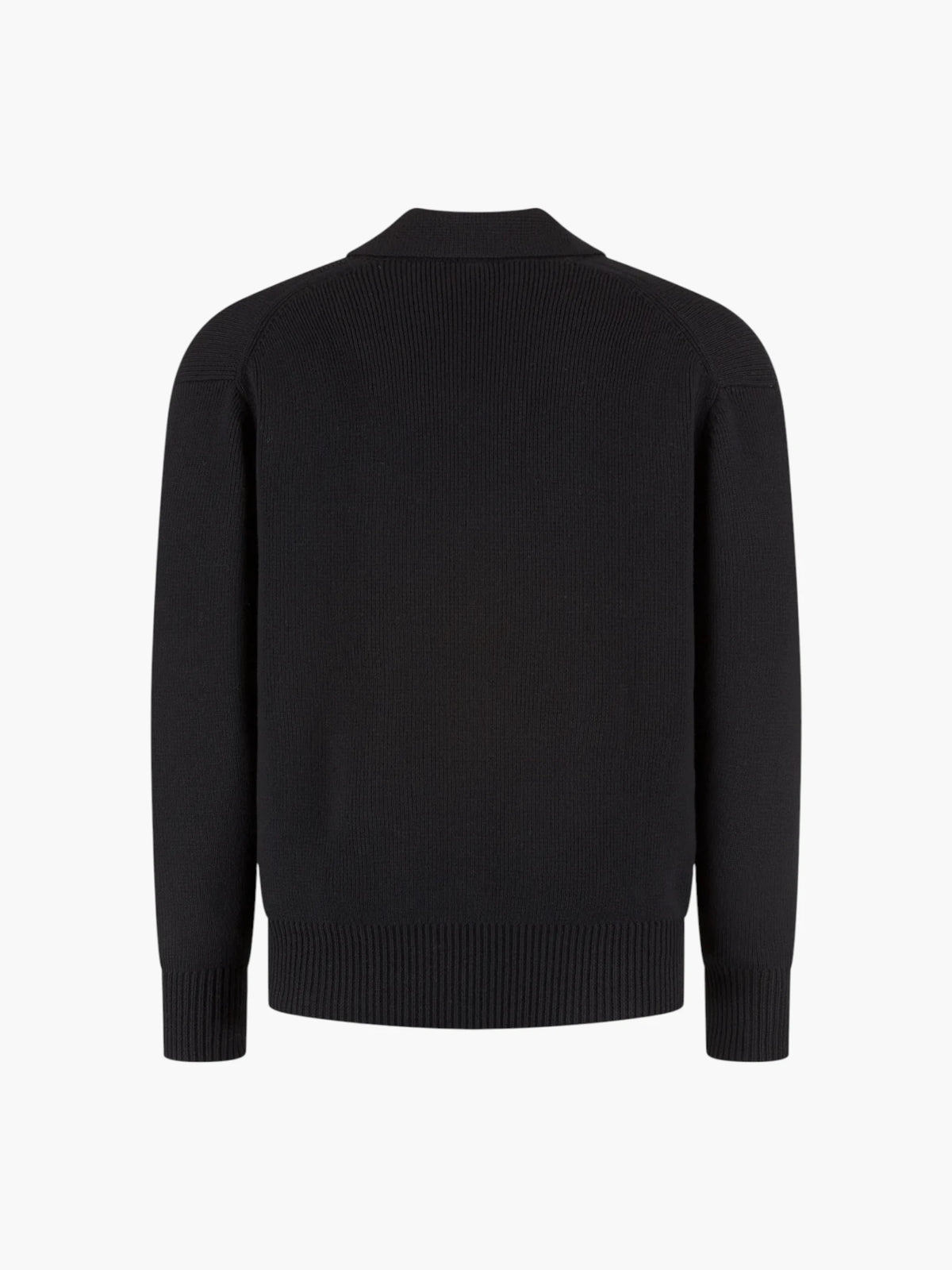 Cotton Merino Heavy Knit Half Zip Polo K 602 CMHKHZP 0226 - Pure Black