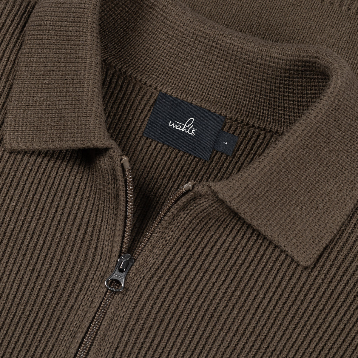 Cotton Merino Heavy Knit Half Zip Polo - Dark Olive