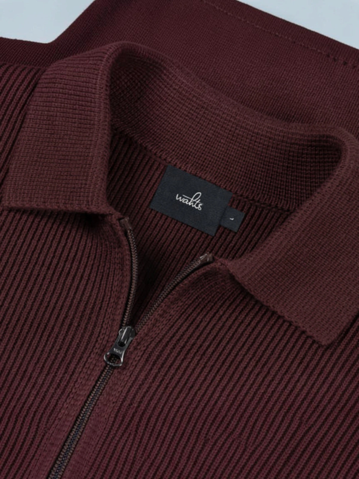 Cotton Merino Heavy Knit Half Zip Polo - Burgundy