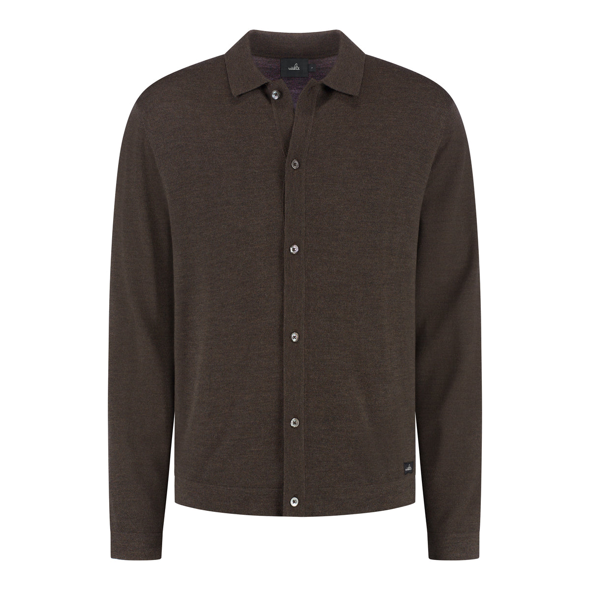 Extrafine Merino Cardigan - Dark Brown Melange