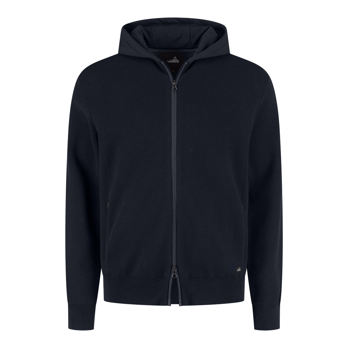 Cotton Merino Full Zip Hoodie - Night Blue