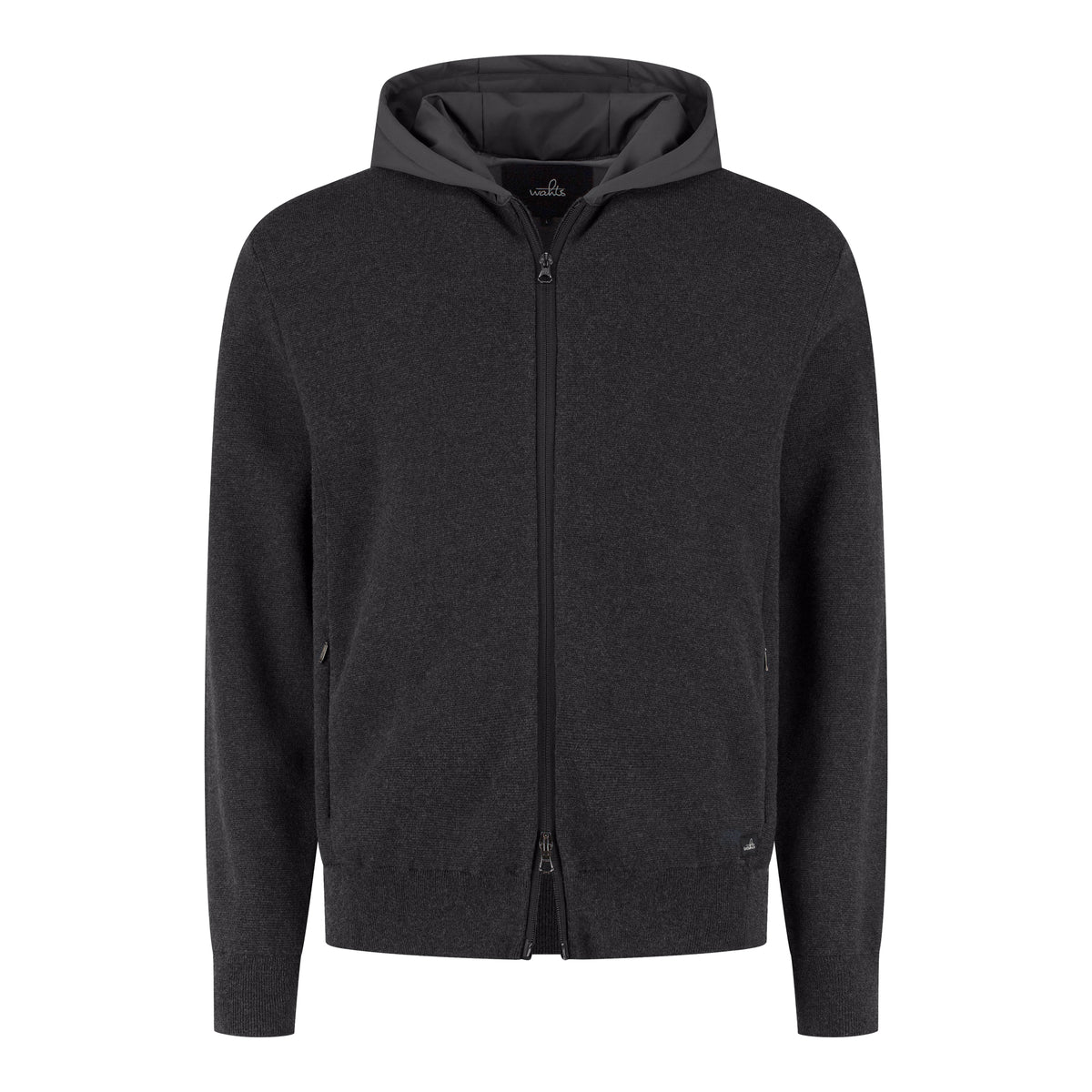 Cotton Merino Full Zip Hoodie - Anthracite Melange
