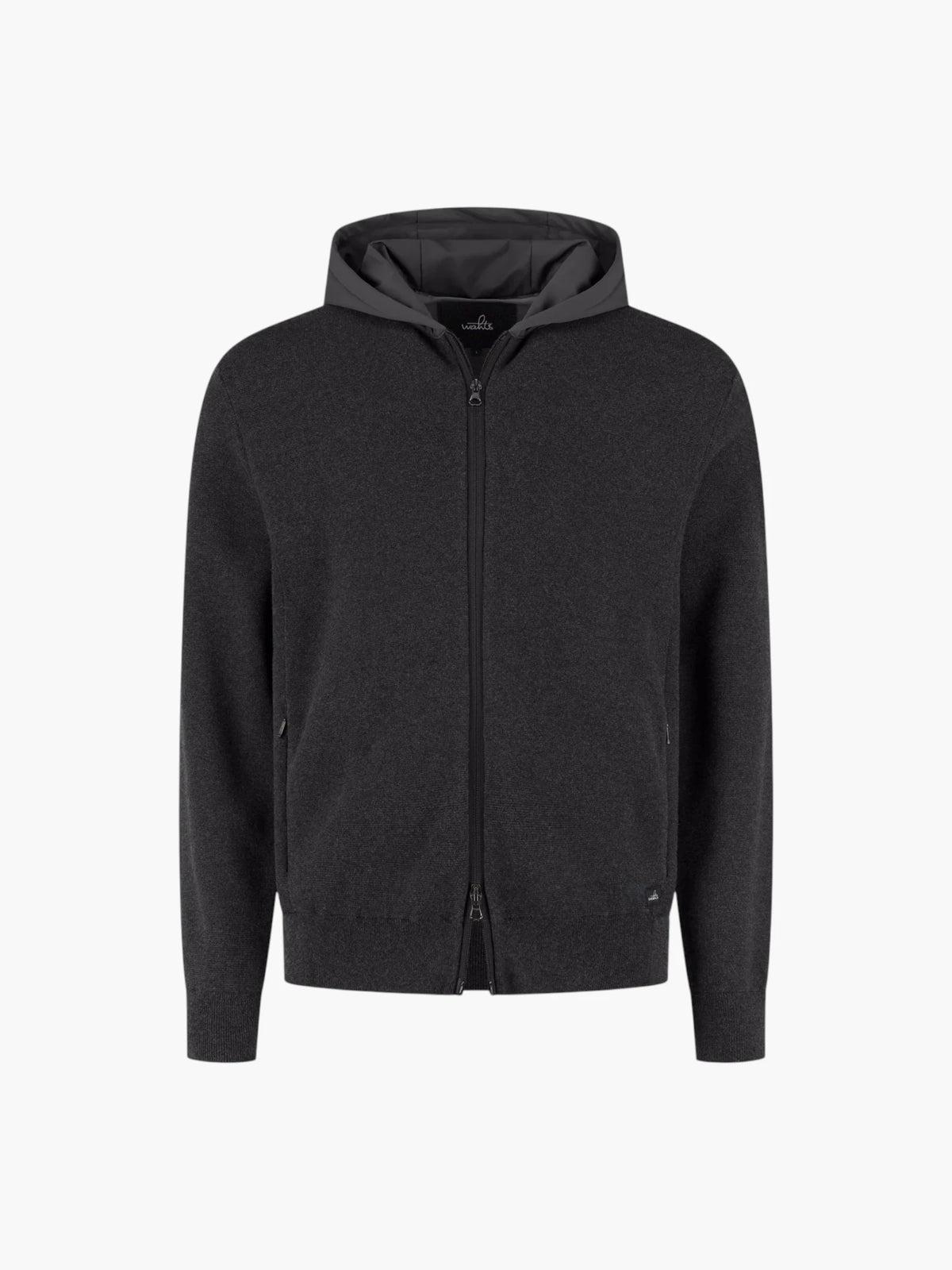 Cotton Merino Full Zip Hoodie - Anthracite Melange