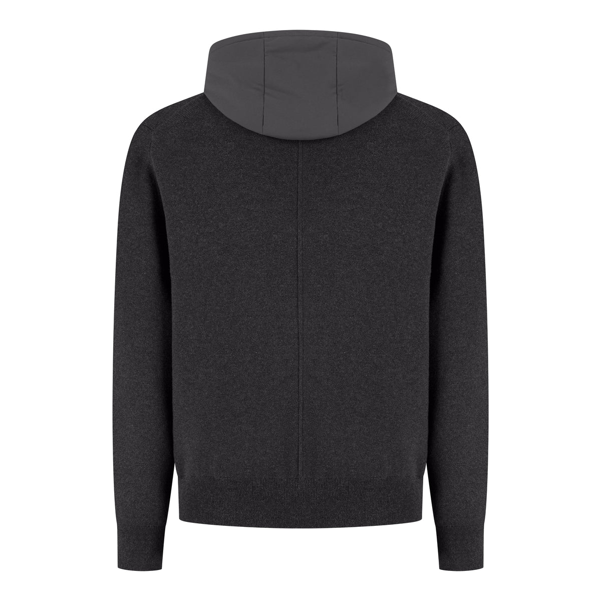 Cotton Merino Full Zip Hoodie - Anthracite Melange