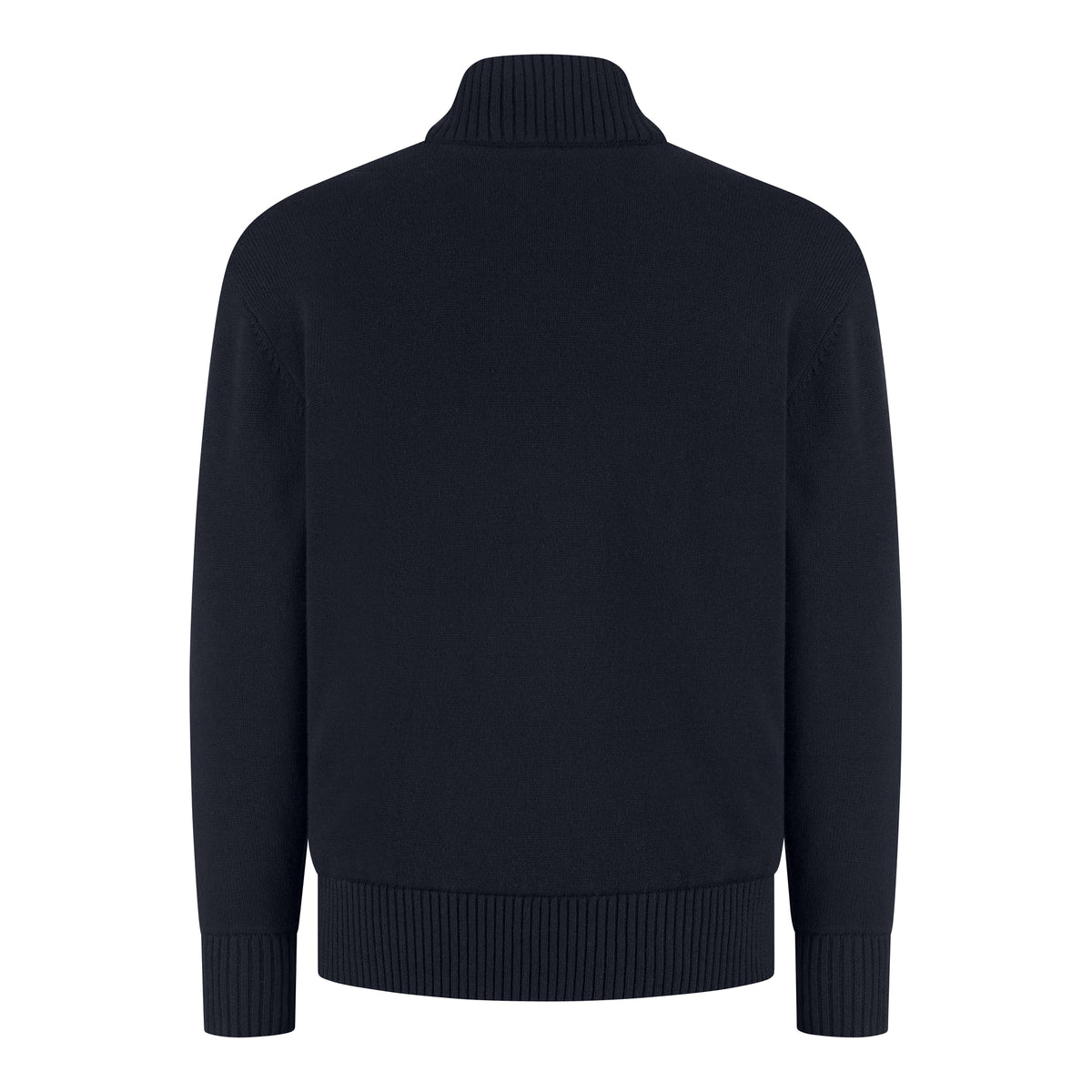 Cotton Merino Full Zip Padded Cardigan - Night Blue
