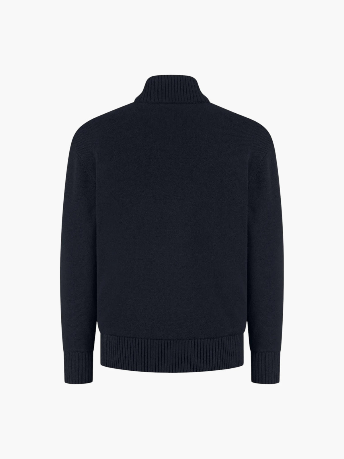 Cotton Merino Full Zip Padded Cardigan - Night Blue