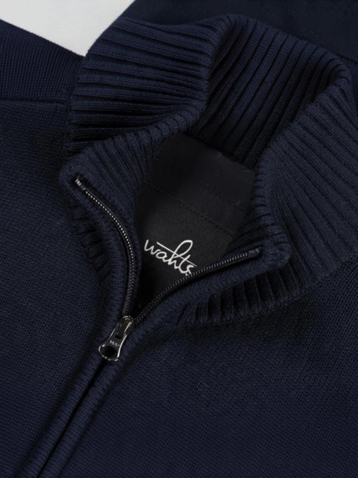 Cotton Merino Full Zip Padded Cardigan - Night Blue