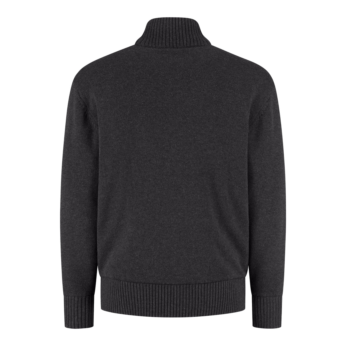Cotton Merino Full Zip Padded Cardigan - Anthracite Melange