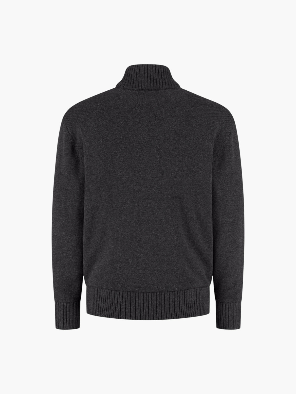 Cotton Merino Full Zip Padded Cardigan - Anthracite Melange