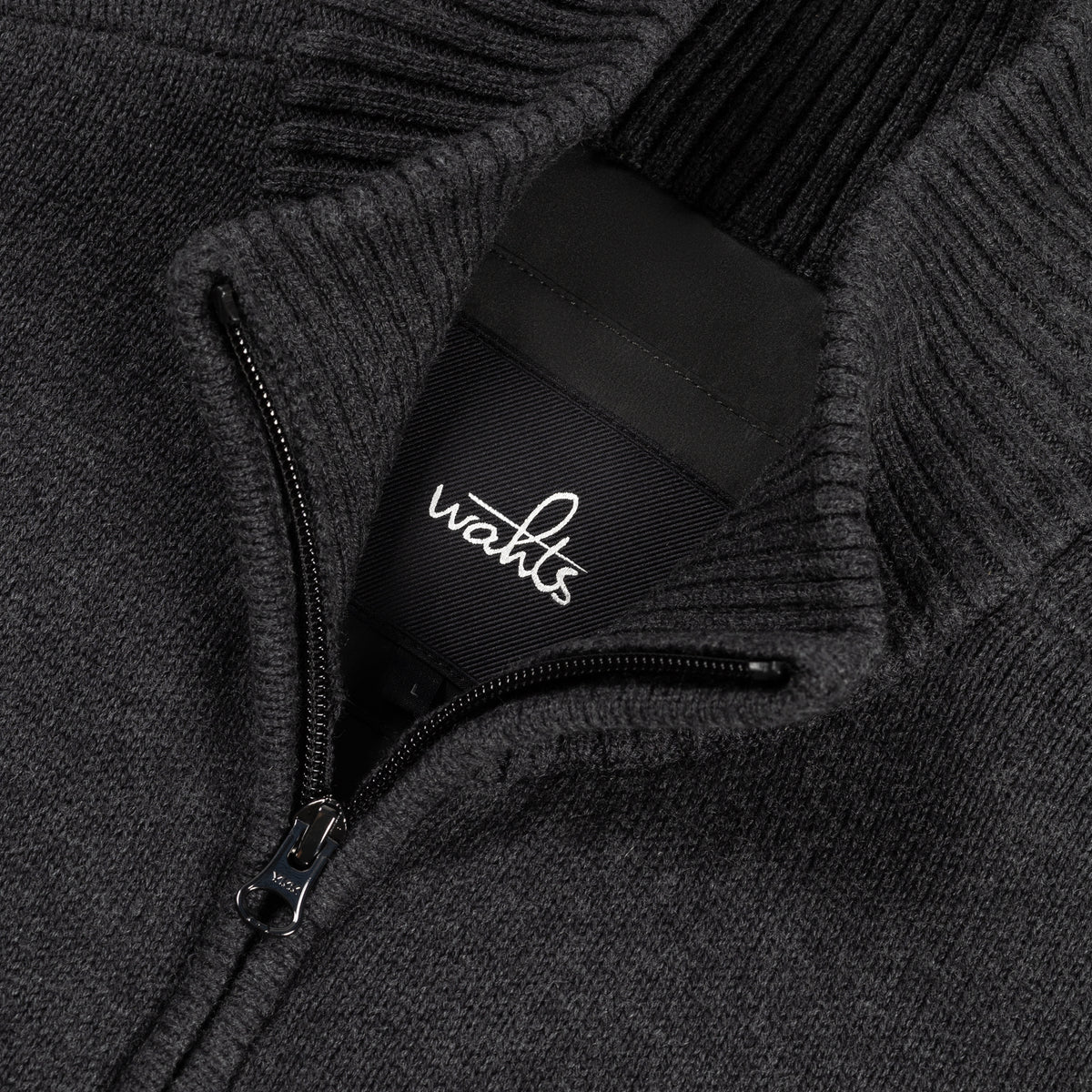 Cotton Merino Full Zip Padded Cardigan - Anthracite Melange