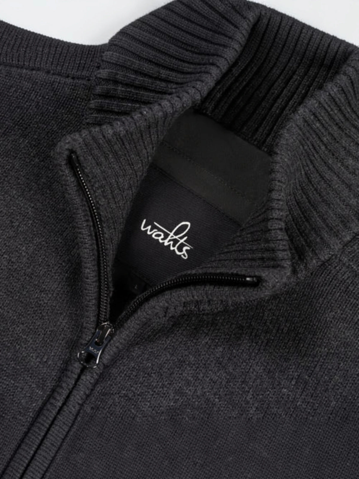 Cotton Merino Full Zip Padded Cardigan - Anthracite Melange