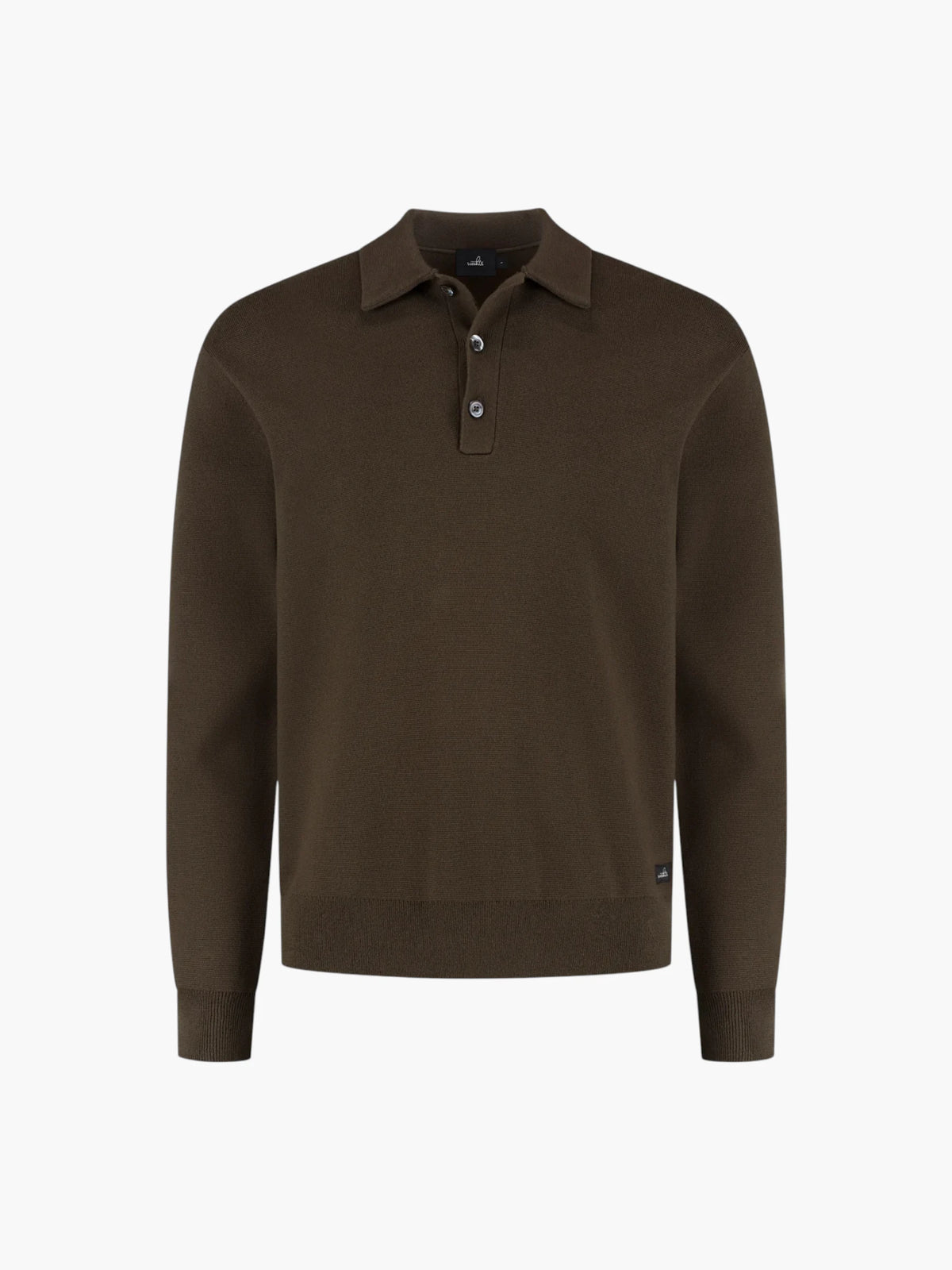 Cotton Merino Heavy Knit Buttoned Polo - Dark Olive