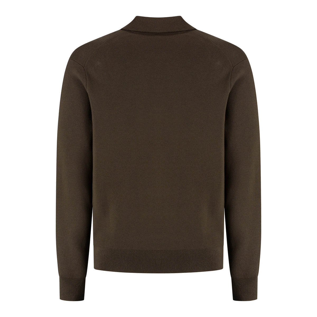 Cotton Merino Heavy Knit Buttoned Polo - Dark Olive