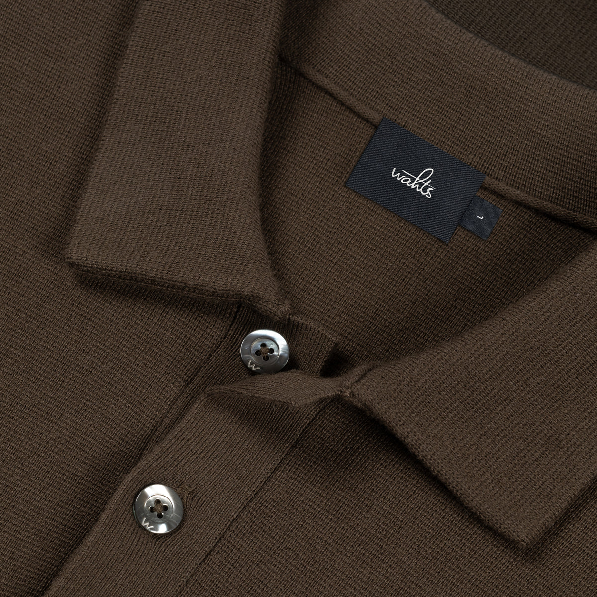 Cotton Merino Heavy Knit Buttoned Polo - Dark Olive