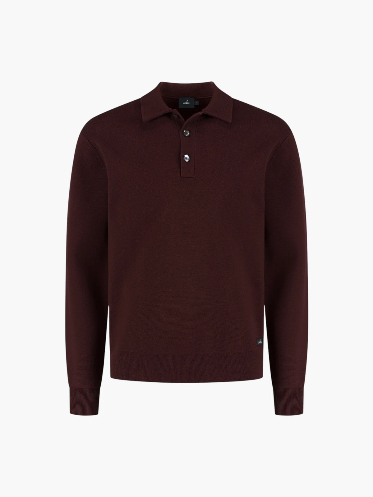 Cotton Merino Heavy Knit Buttoned Polo - Burgundy